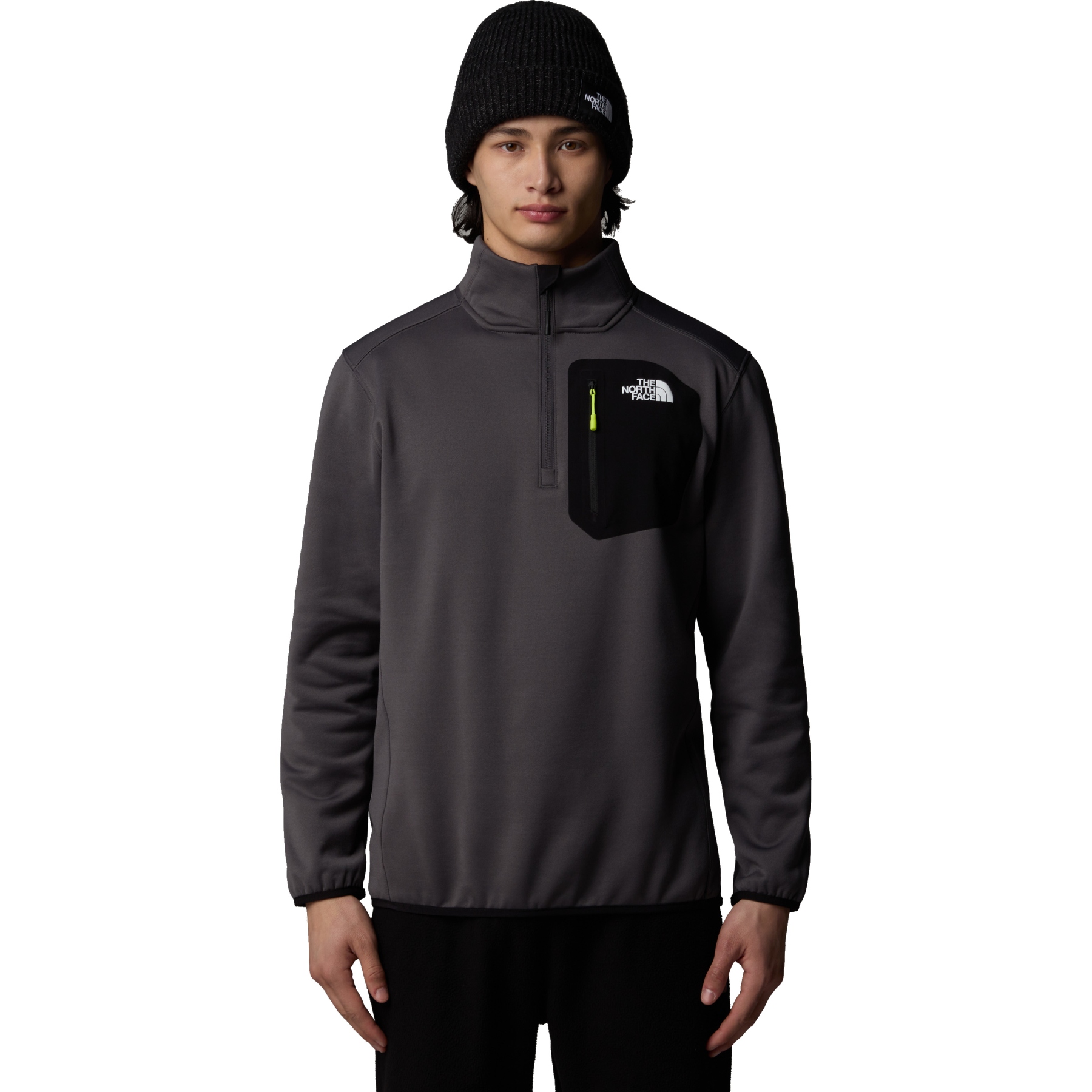 Produktbild von The North Face Crest 1/4 Zip Fleece Pullover Herren - Anthracite Grey/TNF Black