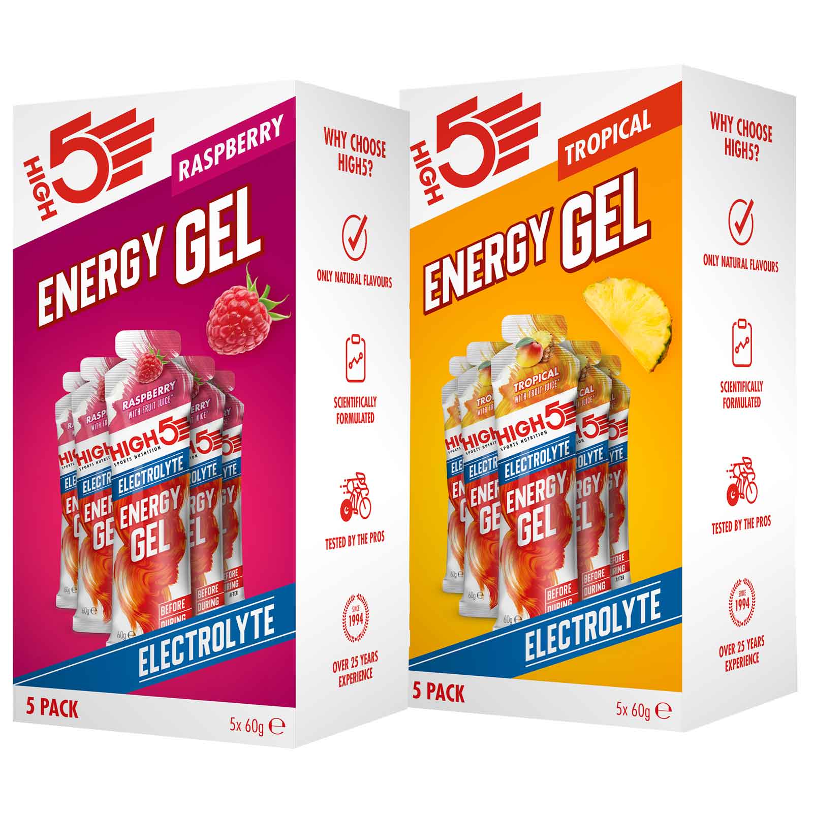 Picture of High5 Energy Gel Electrolyte with Carbohydrates - 5x60g