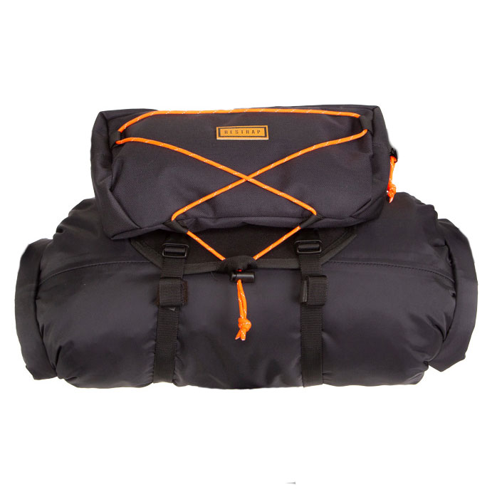 Produktbild von Restrap Bar Bag Gepäckrolle mit 14L Packsack und Food Pouch 3L - schwarz / orange
