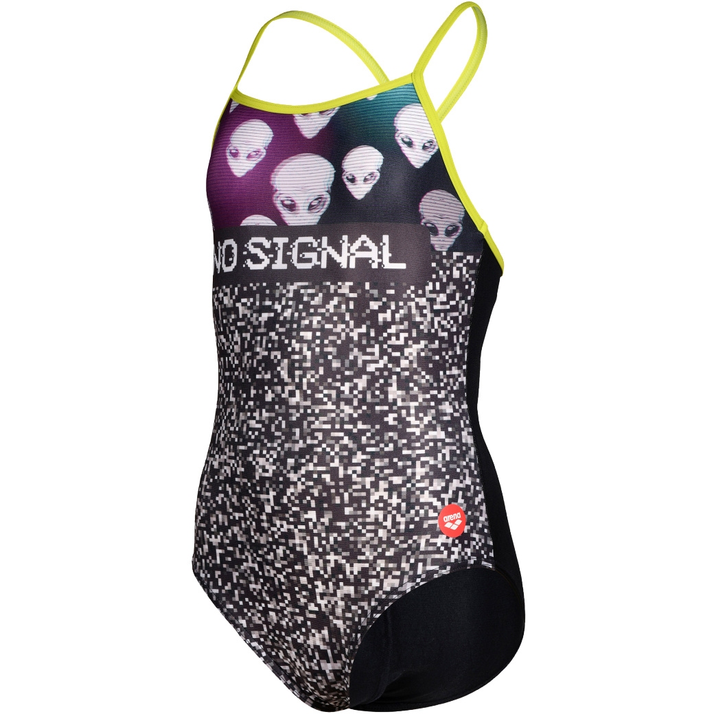 Maillot De Bain Arena Fille Neon Glitch - Dos Nageur UV 50+