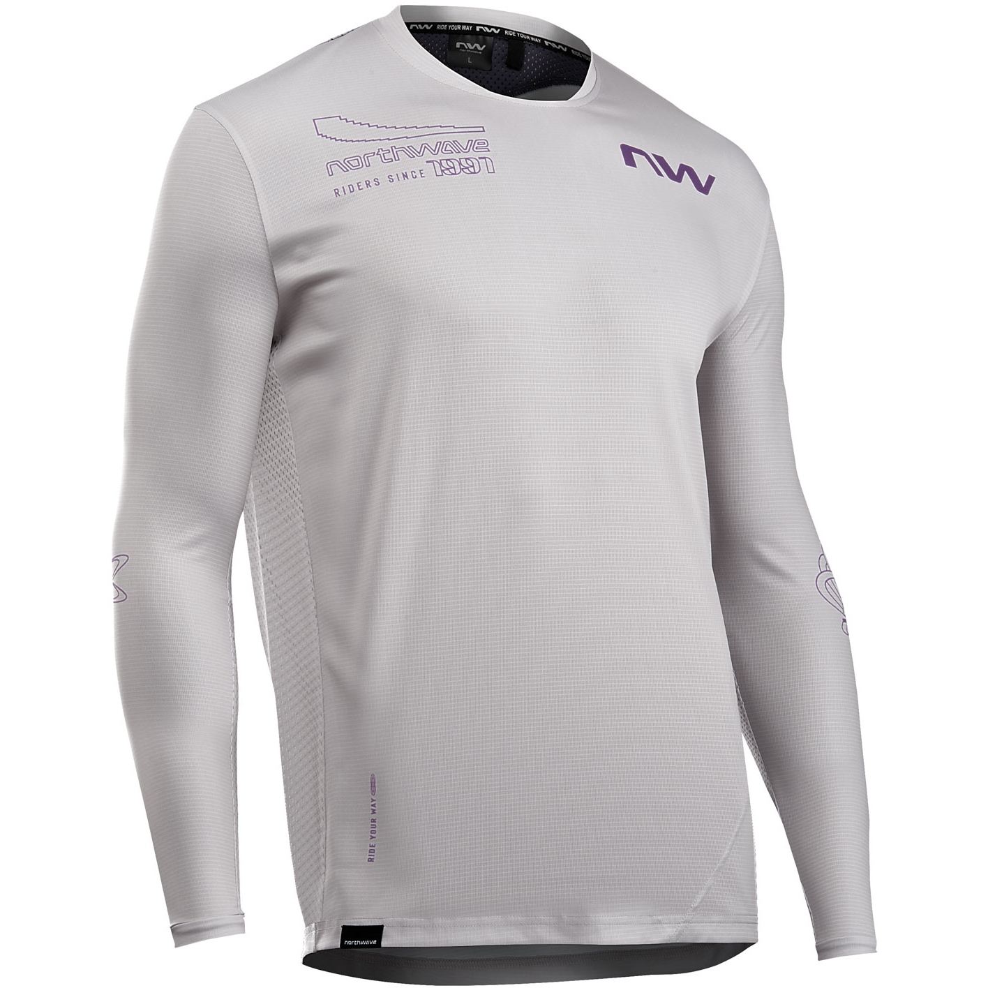 Image of Northwave Edge 2 Long Sleeve Jersey Men - light grey/dark purple 129