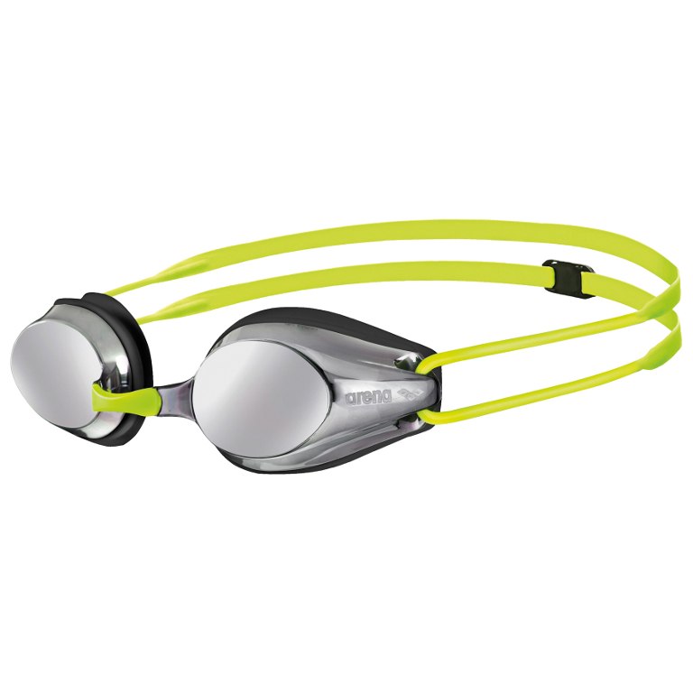 Picture of arena Tracks JR Mirror Kids Swimming Goggles - Silver - Black/Fluo Yellow