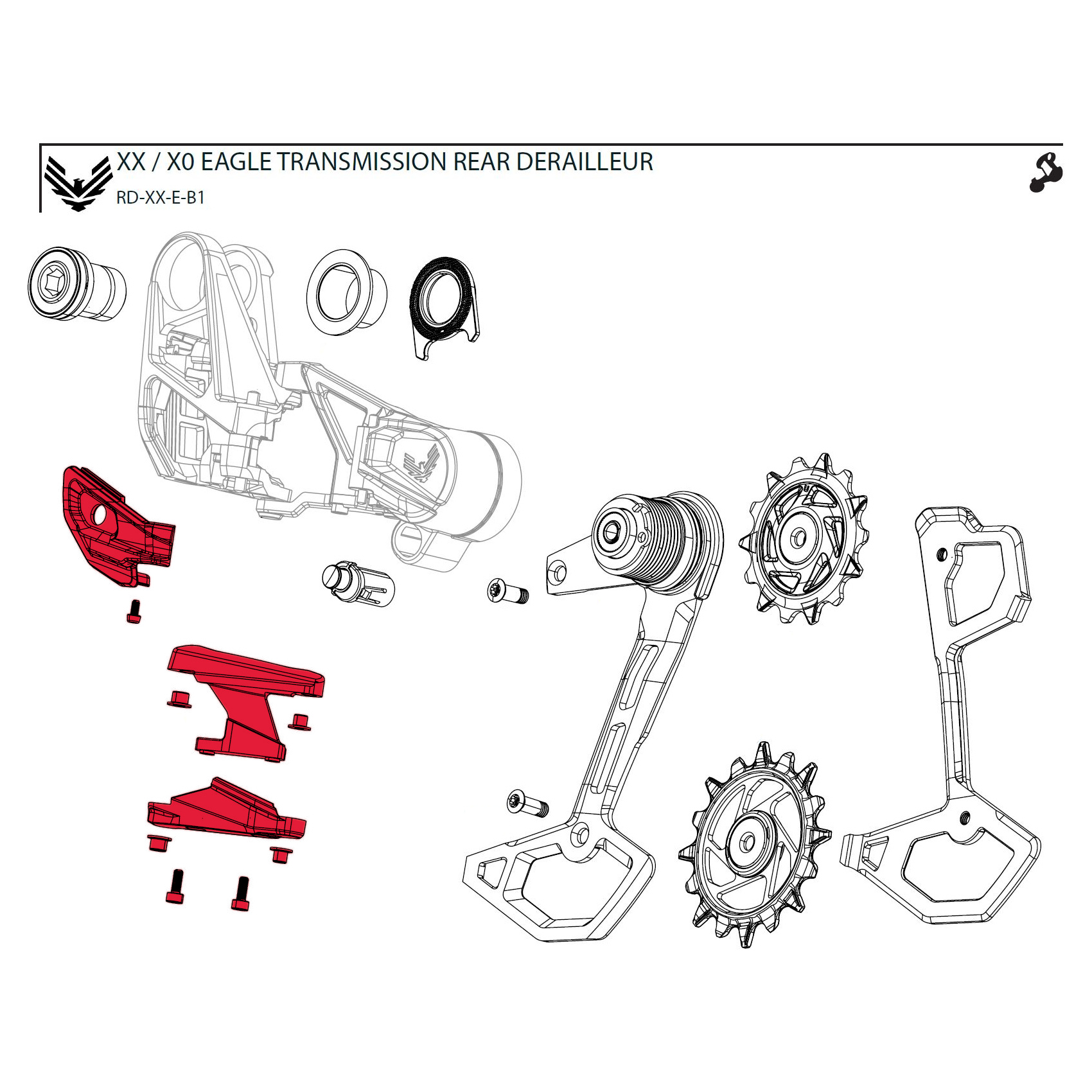 Picture of SRAM Cover Kit for XX Eagle Rear Derailleur - AXS | T-Type | B1 - 11.7518.104.004