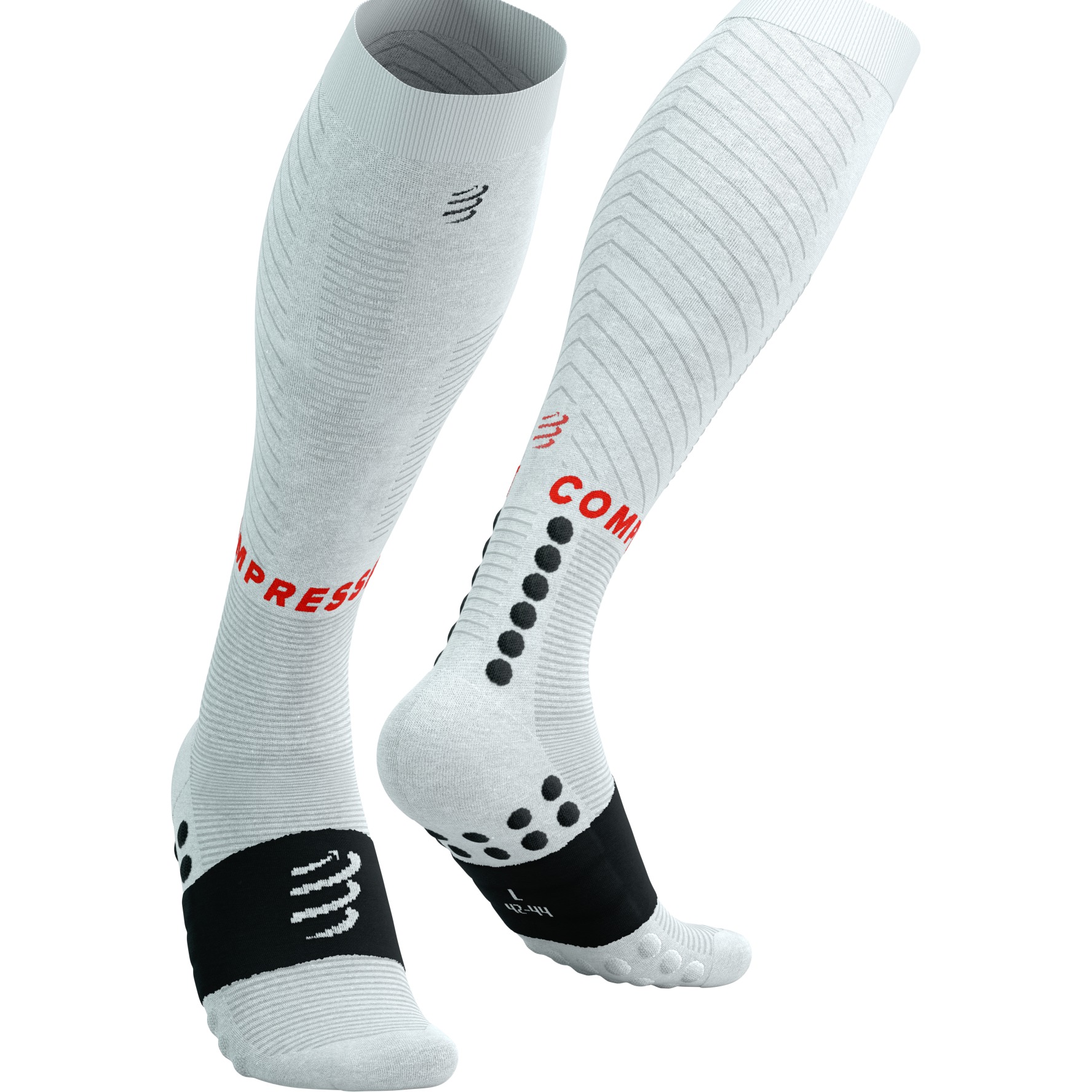 Produktbild von Compressport Full Recovery Kompressionsstrümpfe 2.0 - white/black/core red