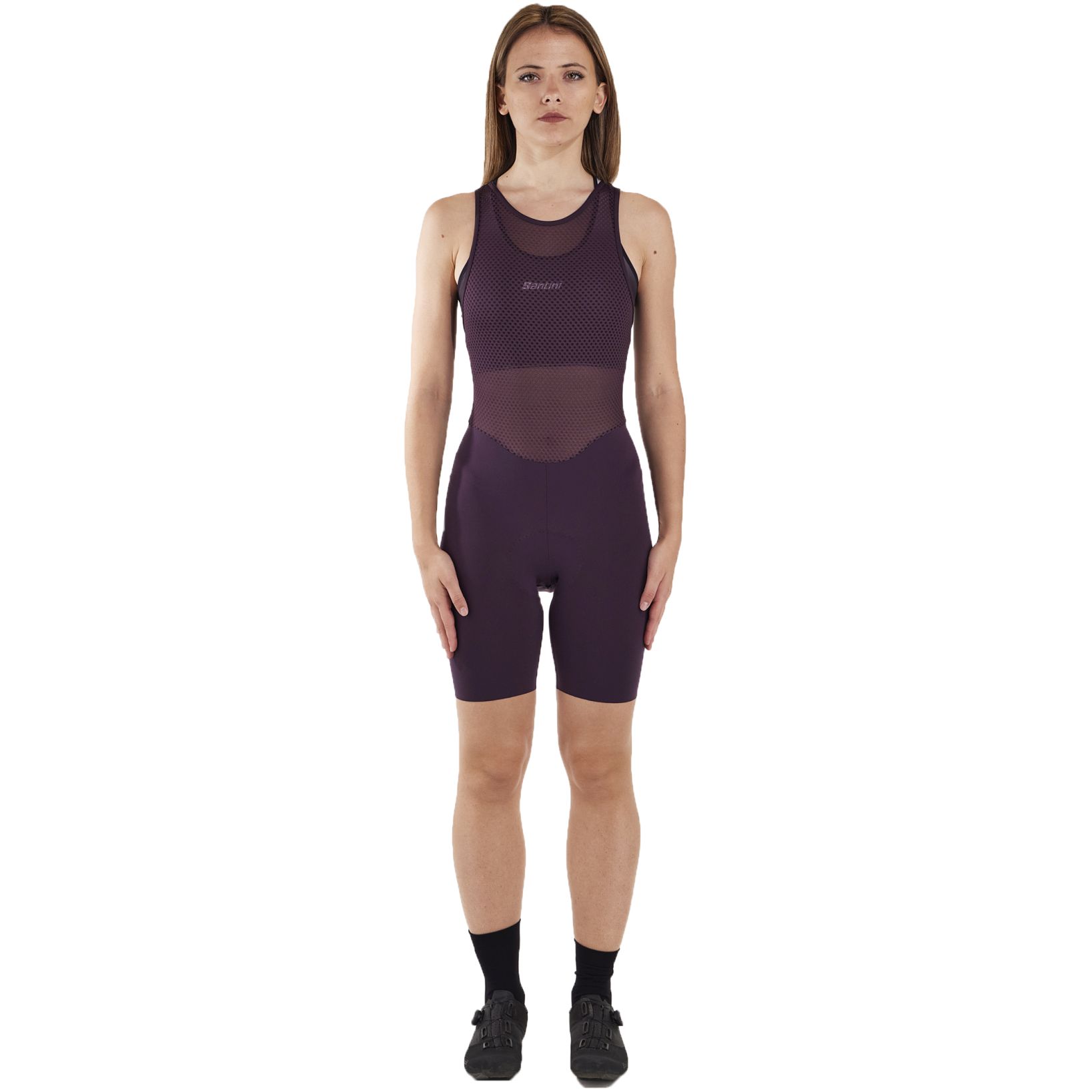 Photo produit de Santini Cuissard à Bretelles Court Cycliste Femme - Unico 2S1069C3WUNICO - burgundy BU