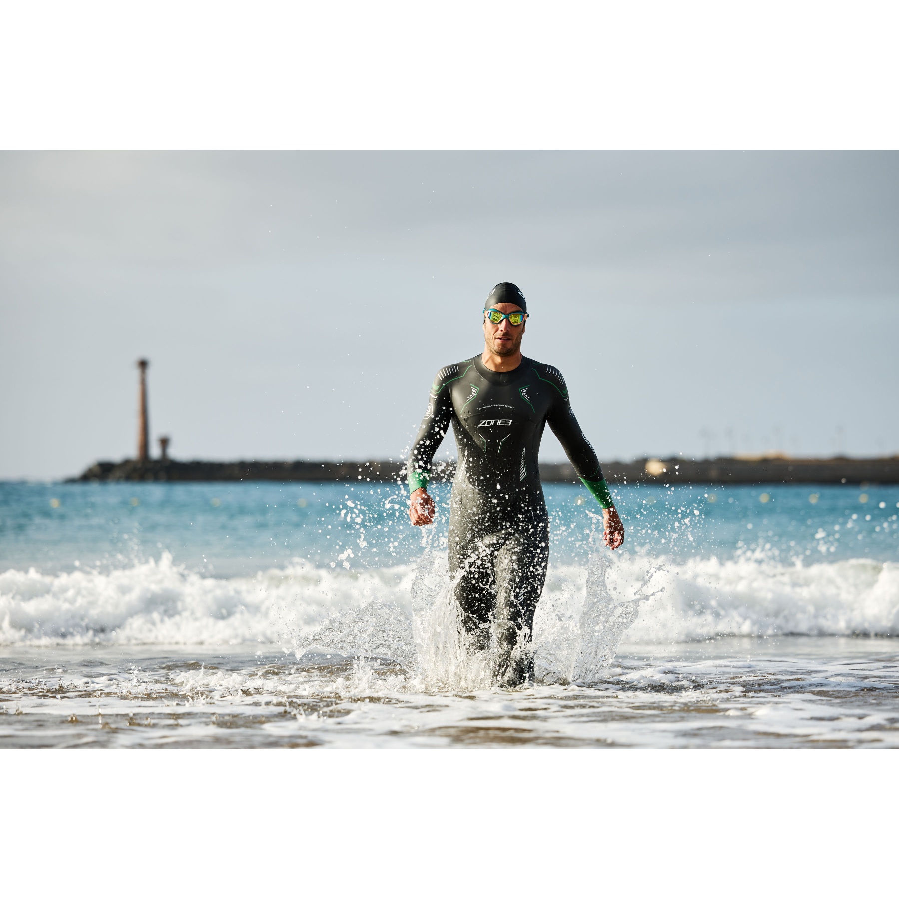 Combinaison de triathlon Zone3 Activate+ sans manches bleu jaune orange XS
