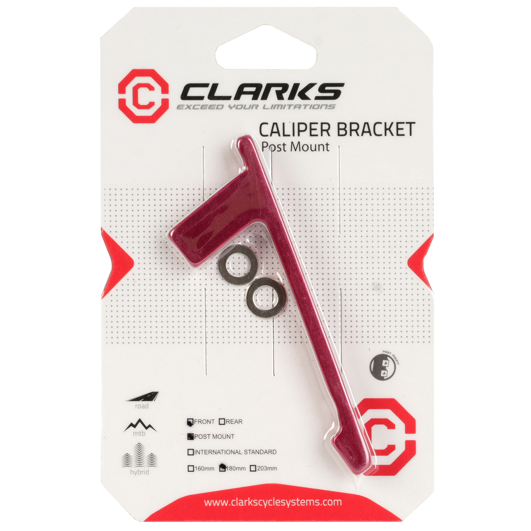Produktbild von Clarks Bremssatteladapter - Postmount auf Postmount - Vorn - 180mm - rot
