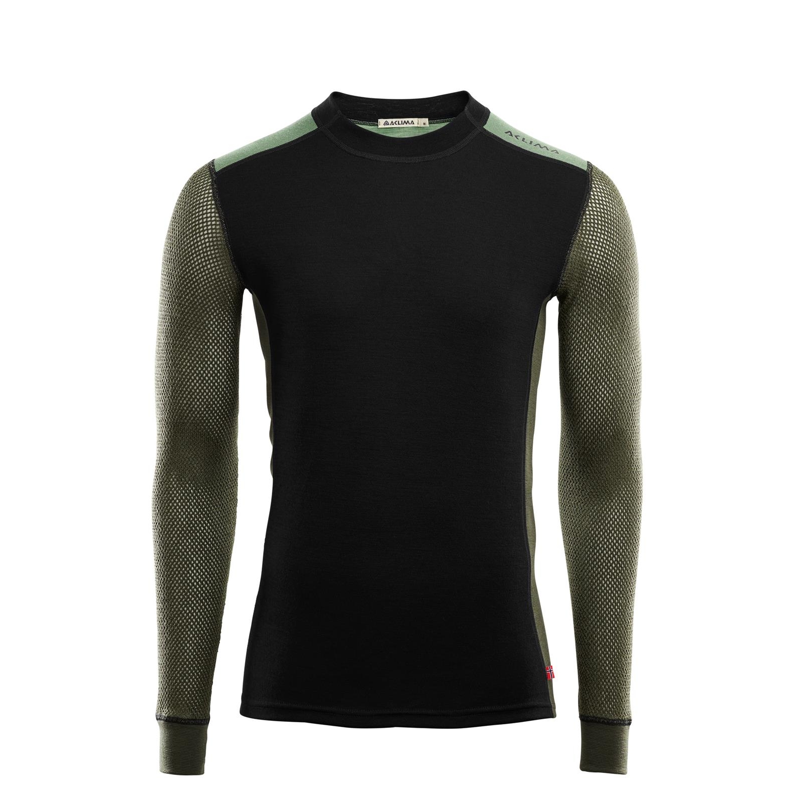 Picture of Aclima Woolnet Hiking Crew Neck Longsleeve Men - jet black/olive/dill