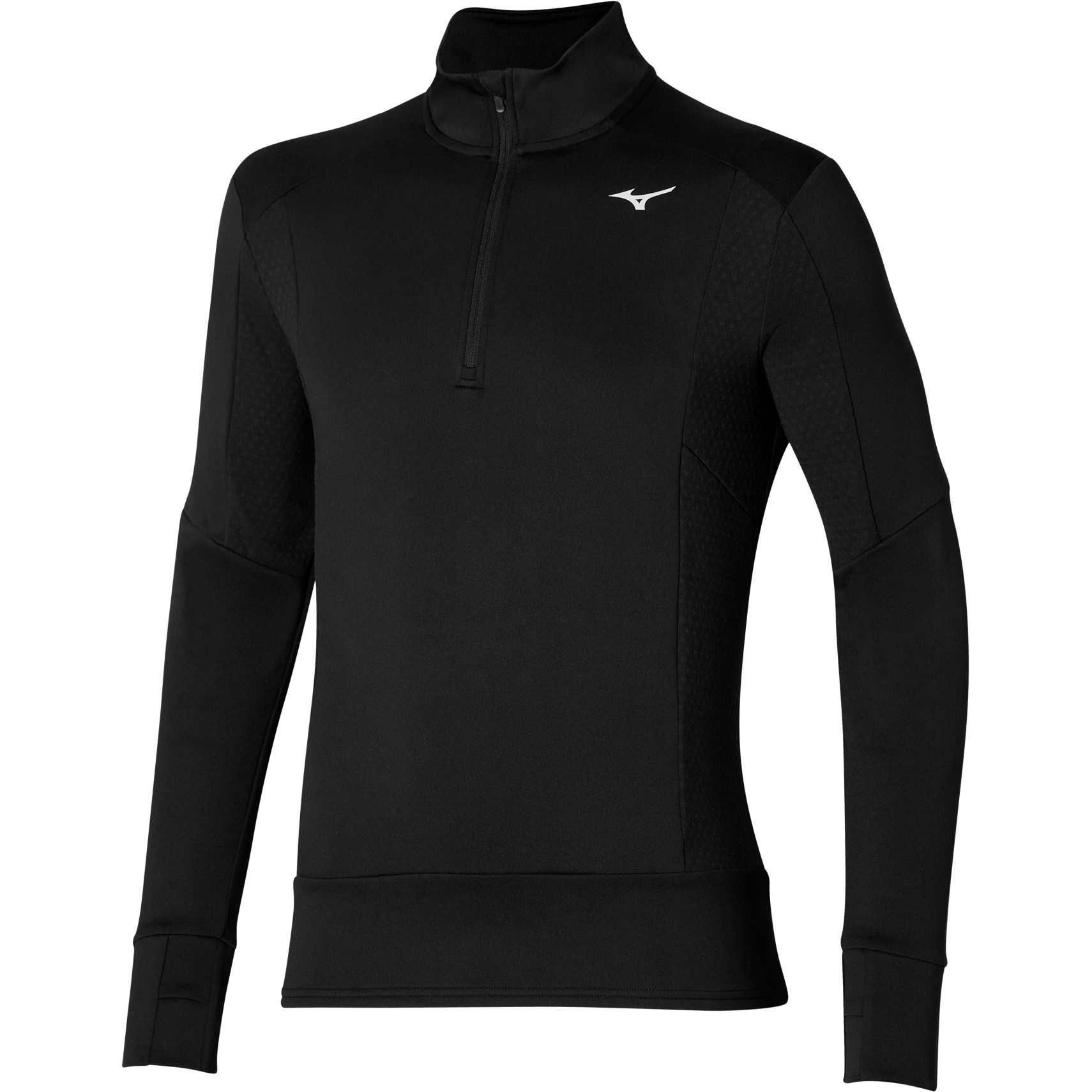 Productfoto van Mizuno Warmalite Half Zip Shirt met Lange Mouwen Heren - Zwart
