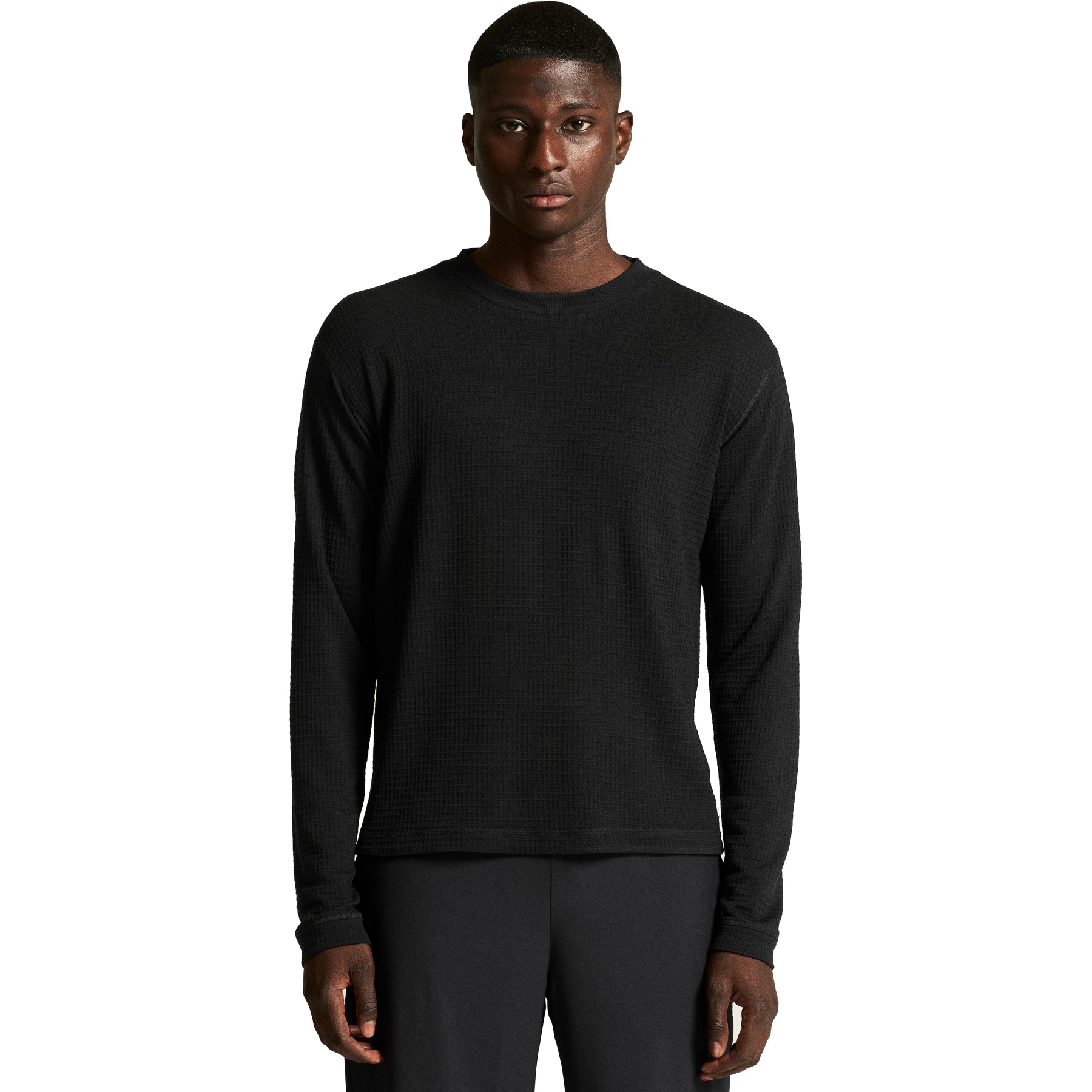 Мужская рубашка с длинным рукавом из вафельной шерсти CRAFT - Черный