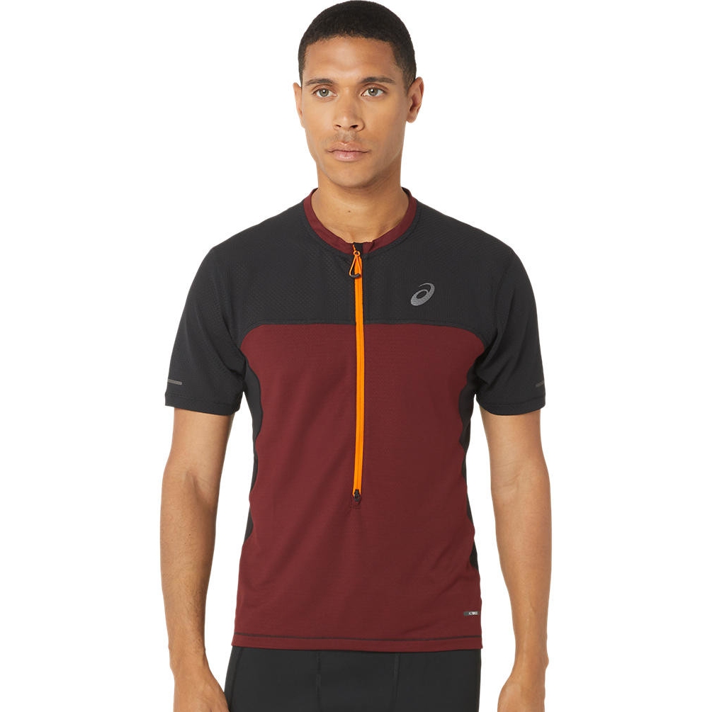Picture of asics Fujitrail Shortsleeve Top Men - antique red/performance black