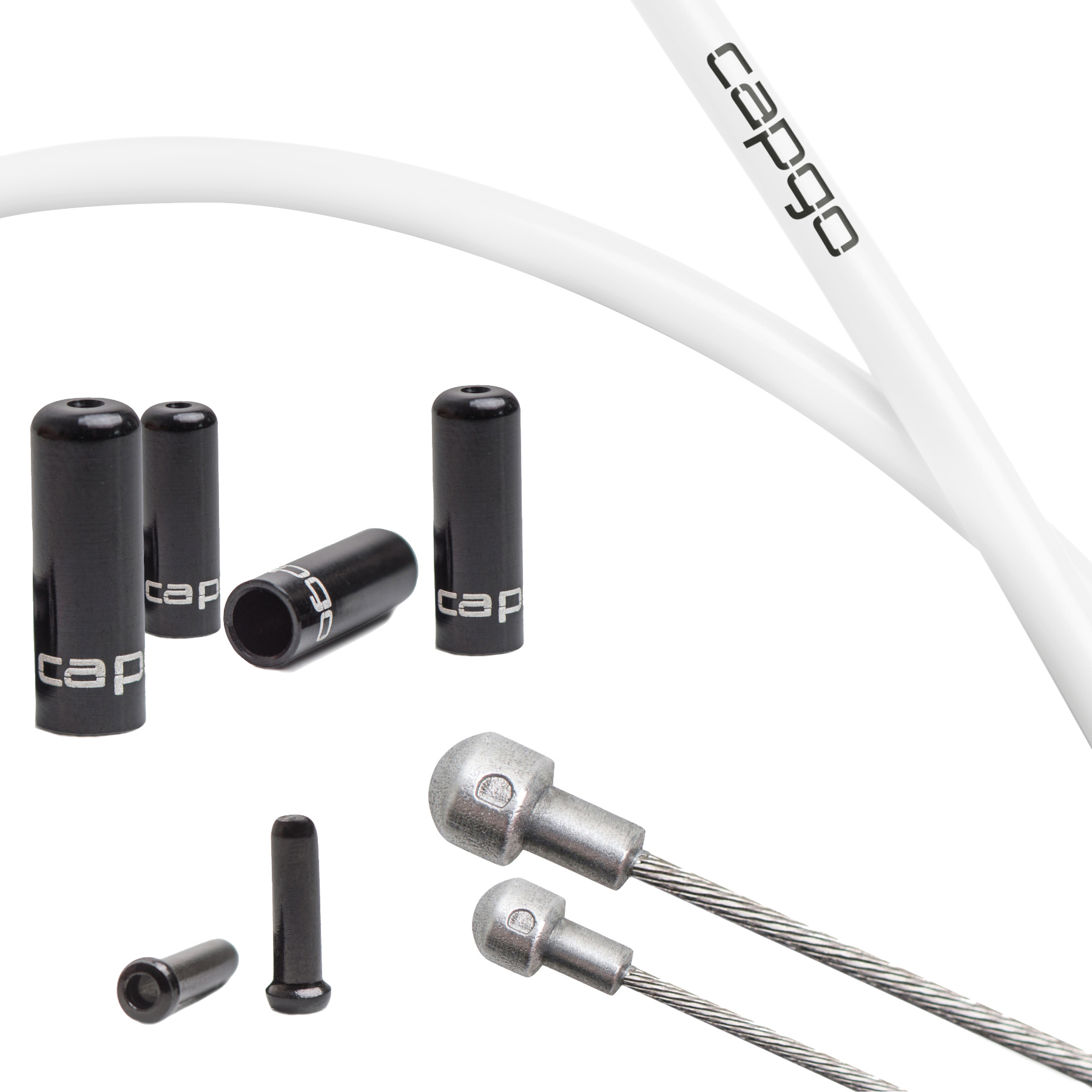 Productfoto van capgo Blue Line Brake Cable Set - Stainless Steel - PTFE - Shimano/SRAM Road - white