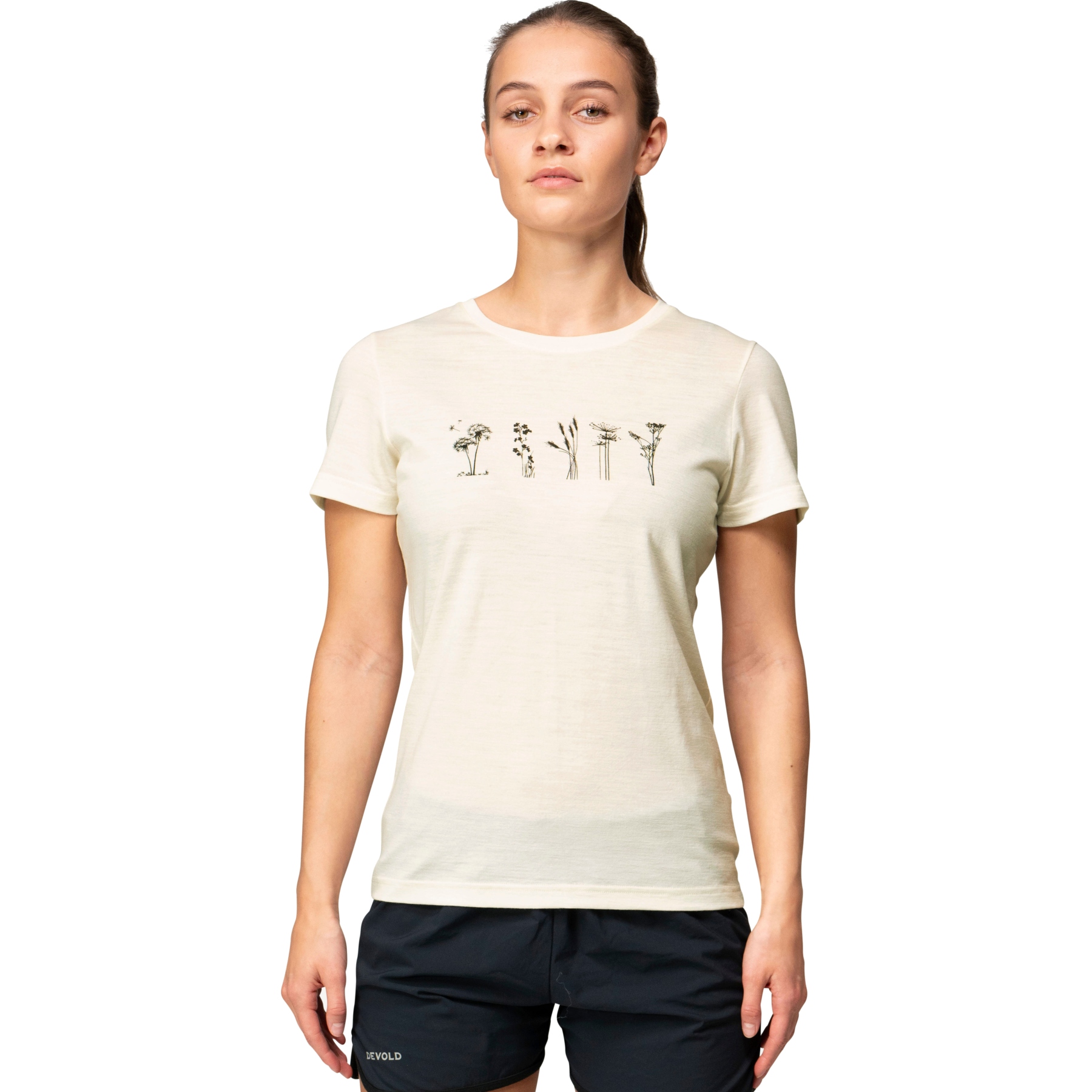Produktbild von Devold Classic Flowers T-Shirt Damen - 001A White