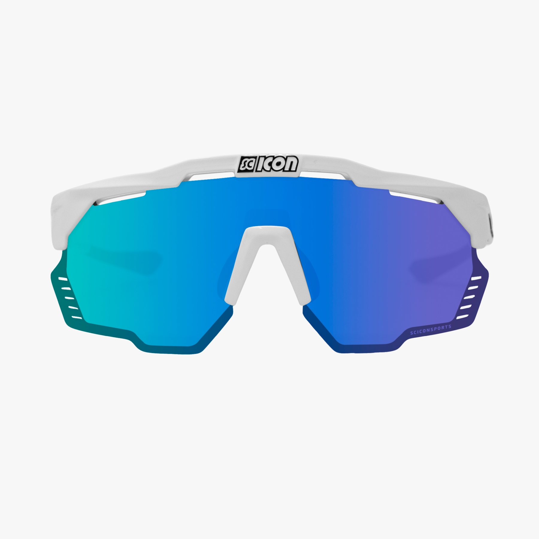 Scicon Aeroshade Kunken Glasses - White Gloss - Multimirror Blue 