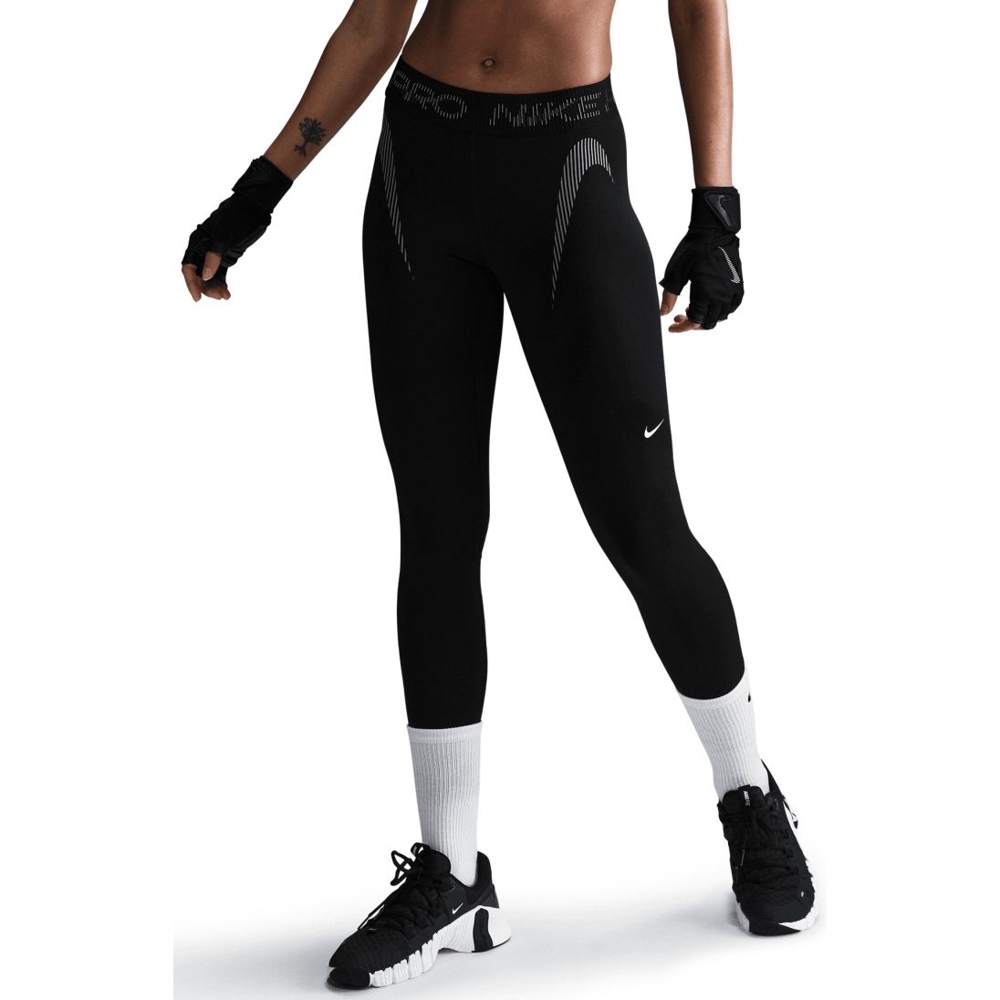 Женские колготки Nike Dri-FIT со средней посадкой GRX 7/8 - черный/холодный серый/белый HJ1219-010