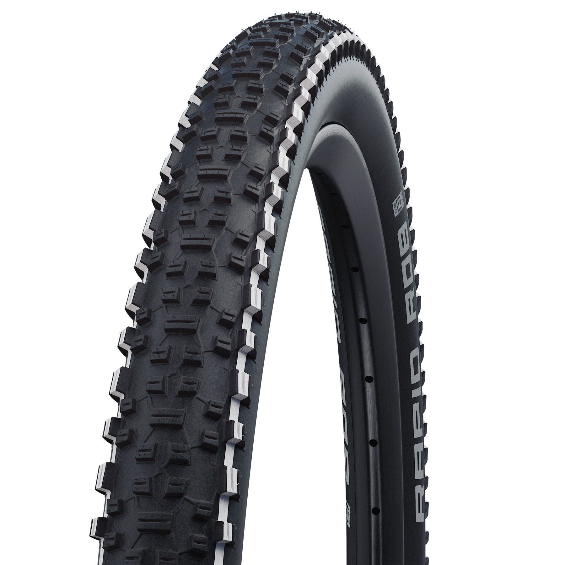 Picture of Schwalbe Rapid Rob Wire Bead Tire - Active | SBC | K-Guard - 26x2.25&quot; | white stripes