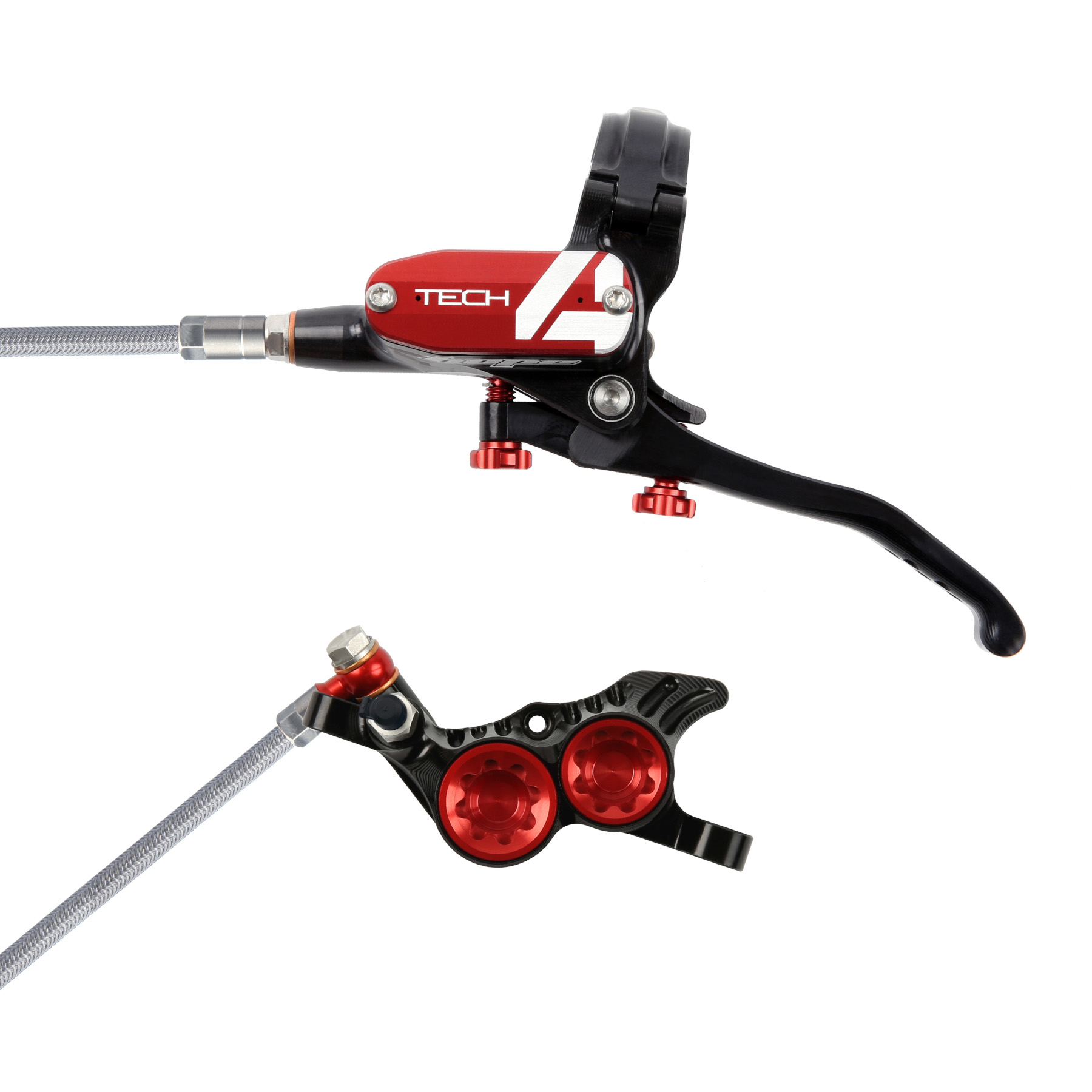 Picture of Hope Tech 4 V4 Disc Brake - Steel Braided - black/red - Lever right