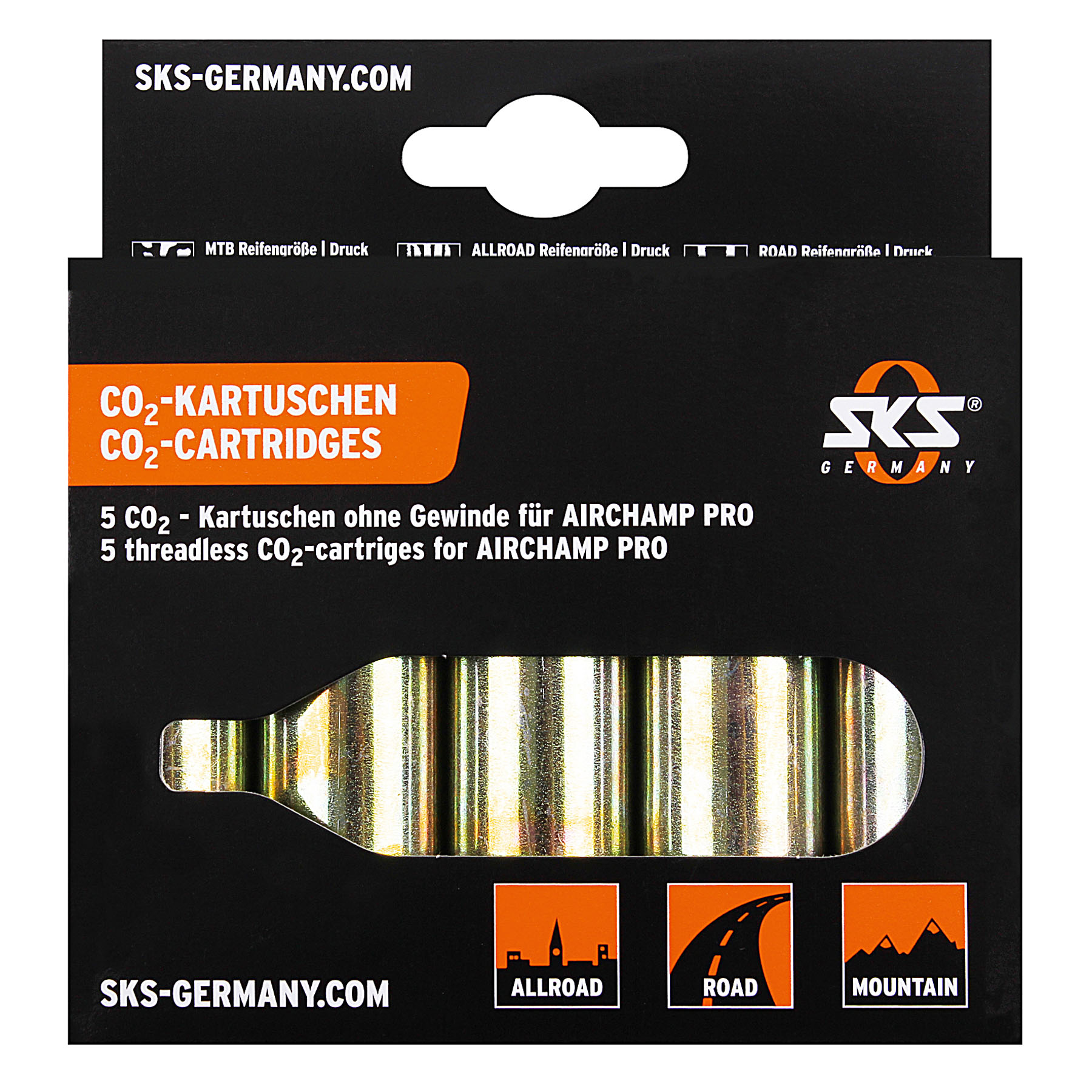 Produktbild von SKS Ersatzkartuschen ohne Gewinde für Airchamp (5 Stück á 16 g)