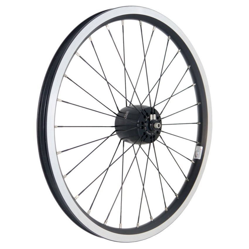 Picture of SON - 16 Inches - Front Wheel with XS Hub Dynamo for Brompton - Clincher - 28 Spokes - 8x74mm - black