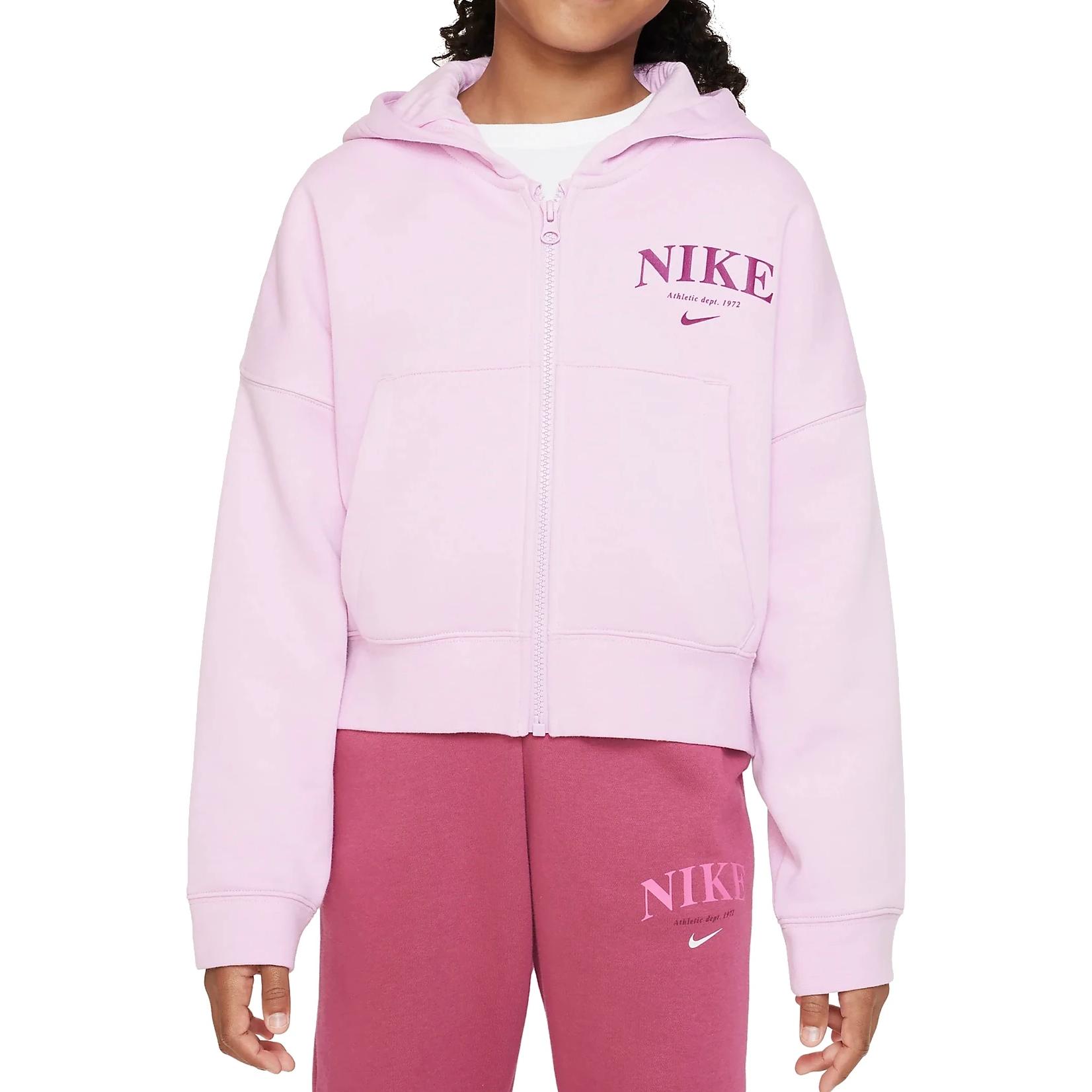 Image of Nike Sportswear Trend Fleece Full-Zip Hoodie Big Kids - lite arctic pink DV2565-676