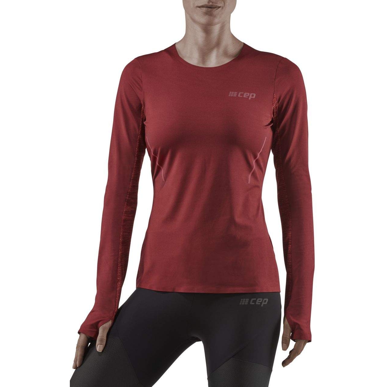 Productfoto van CEP Run Shirt met Lange Mouwen Dames - dark red
