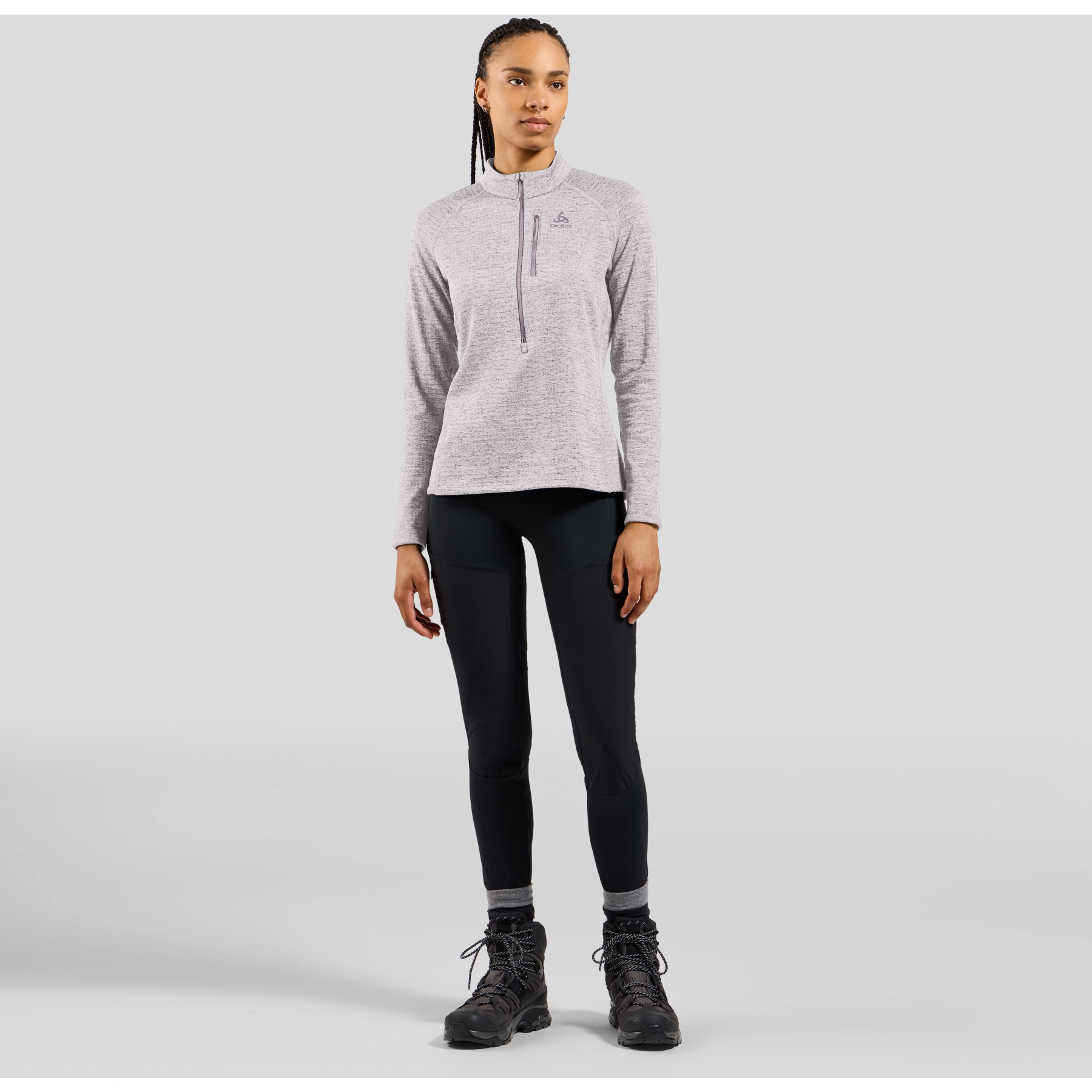 Camiseta Térmica Odlo Essential Thermal Mid Layer Mujer - Running, Larga, Color Lila - Misty Lilac Melange