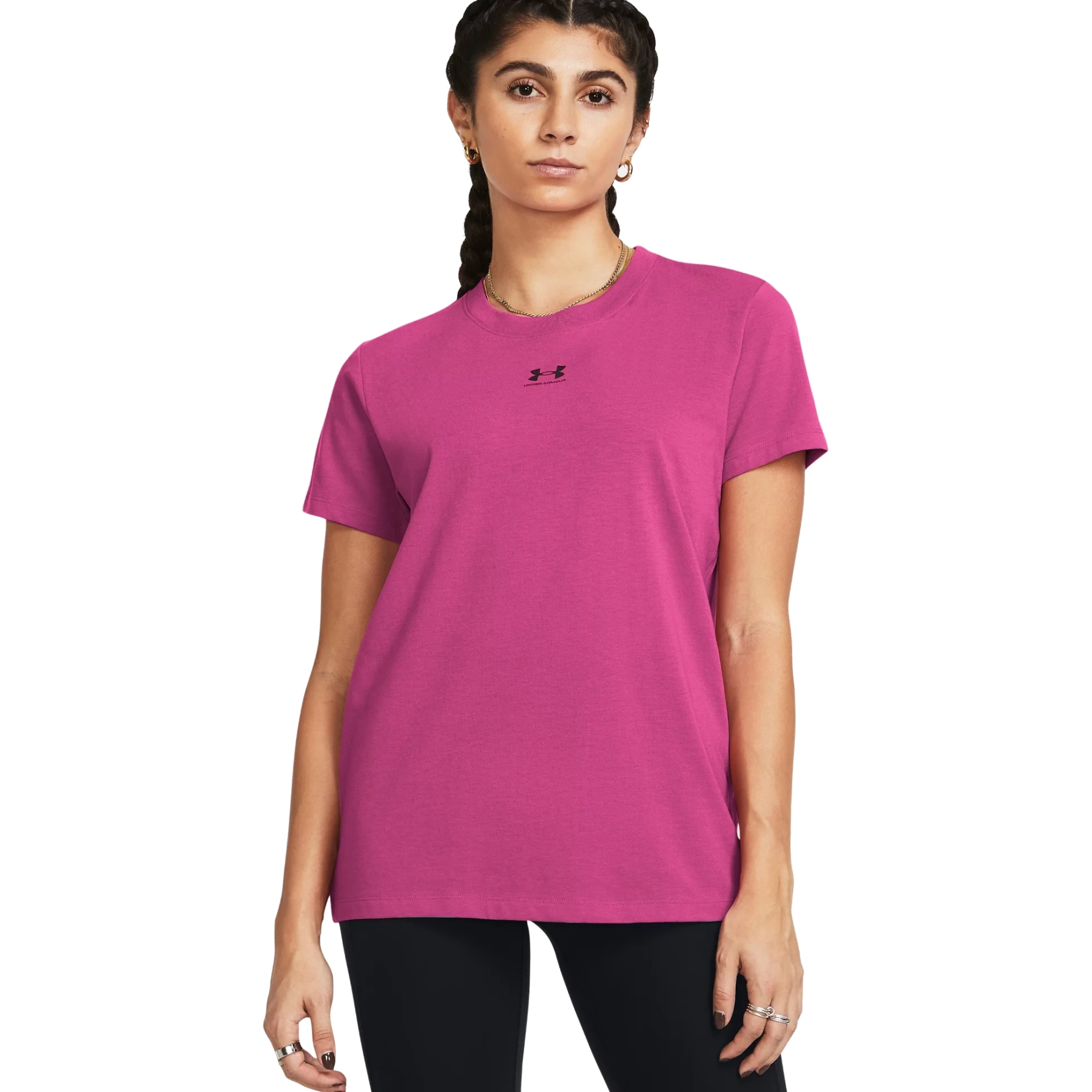 Picture of Under Armour UA Off Campus Core Short Sleeve Shirt Women - Astro Pink/Black