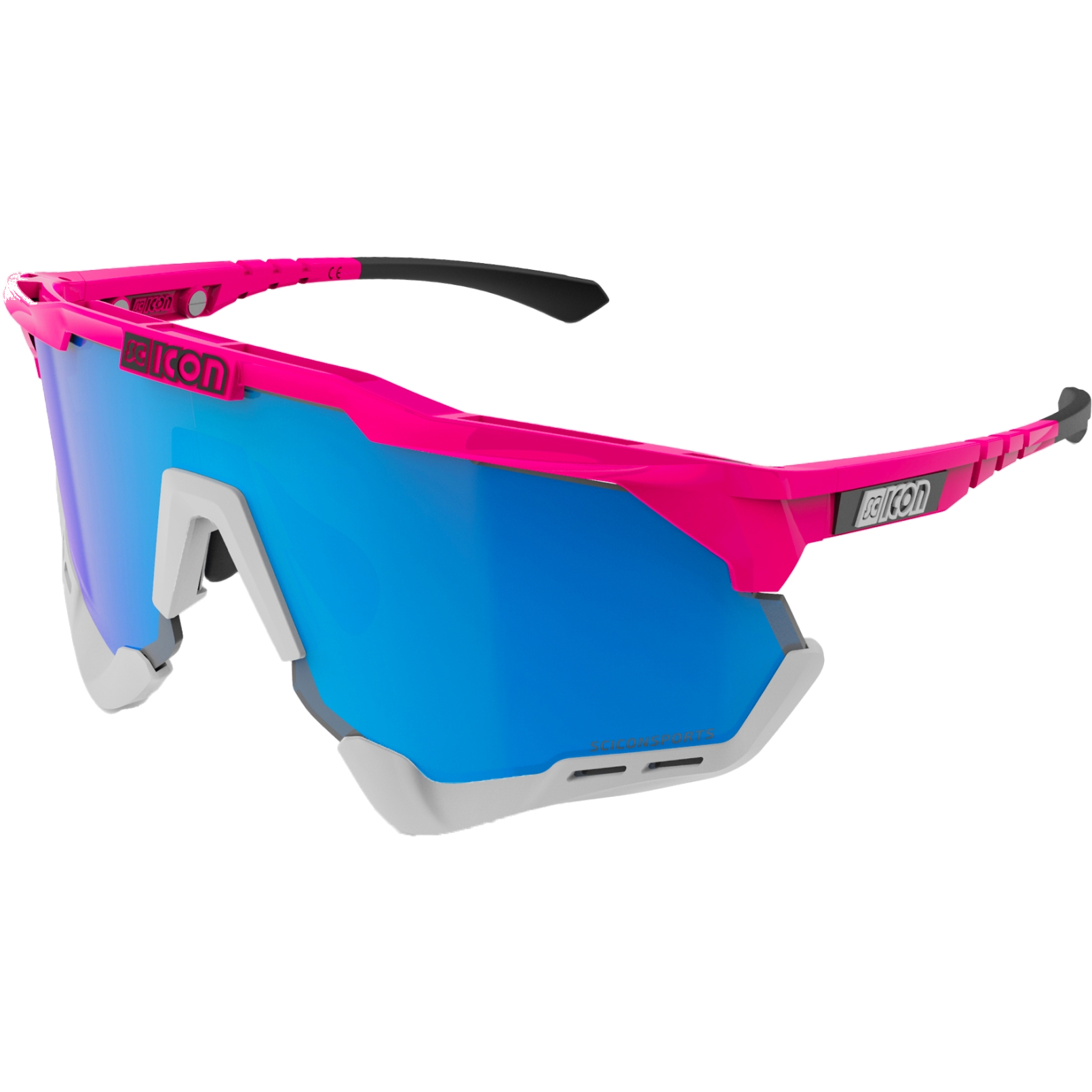 Picture of Scicon Aeroshade XL Glasses - Pink Fluo / Multimirror Blue + Clear