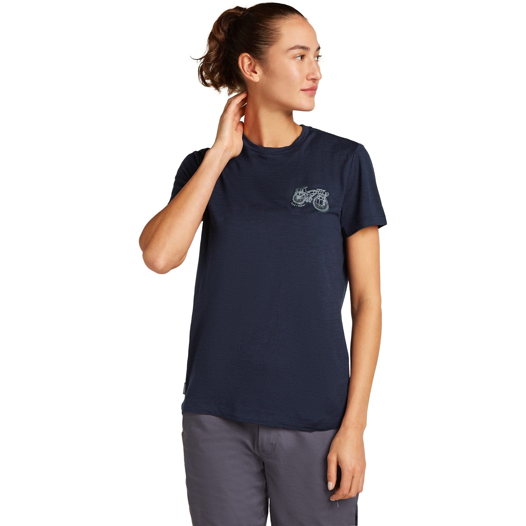 Photo produit de Icebreaker T-Shirt Femme - Merino 150 Tech Lite Adventure Ride - Midnight Navy