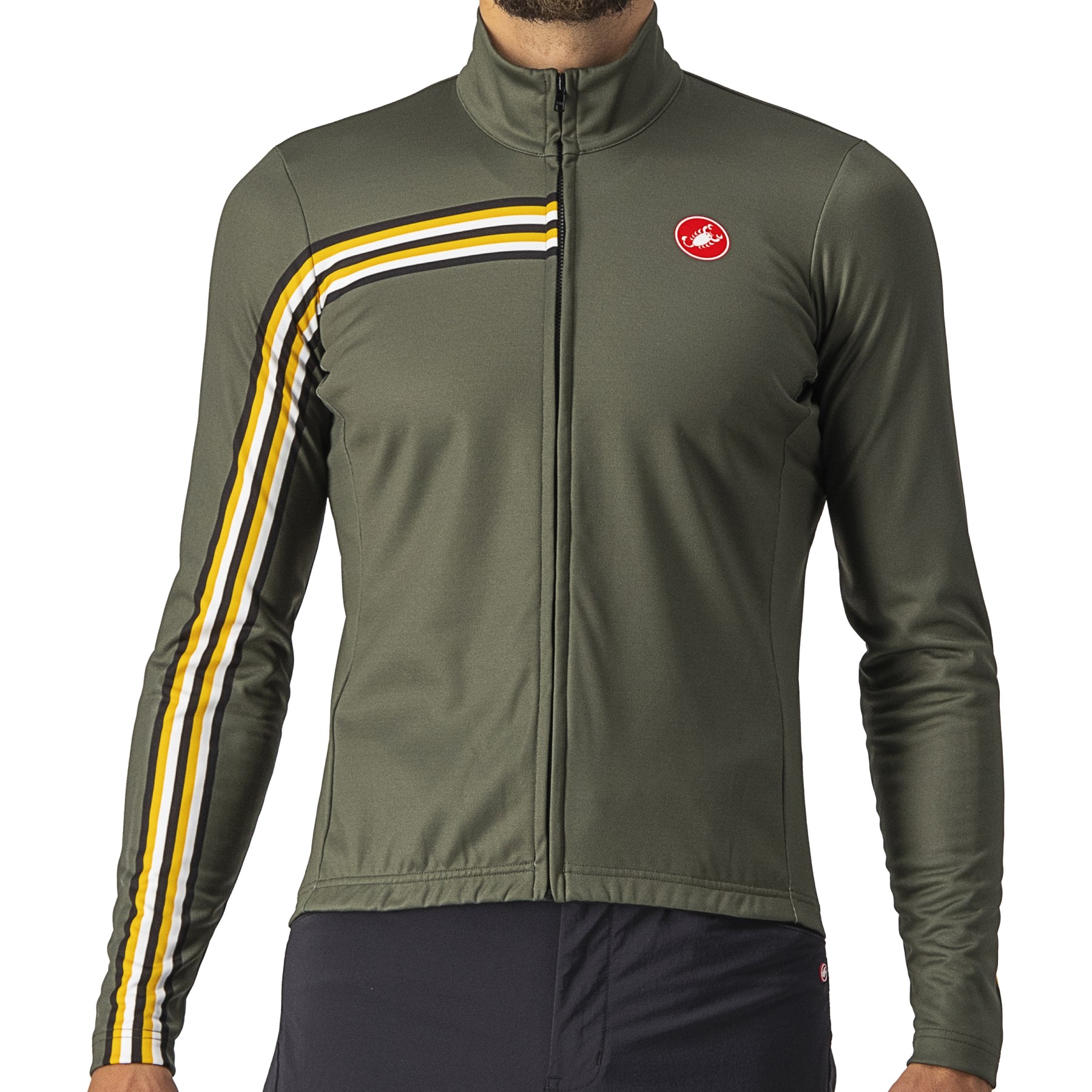 Image of Castelli Unlimited Thermal Jersey - military green/goldenrod 075