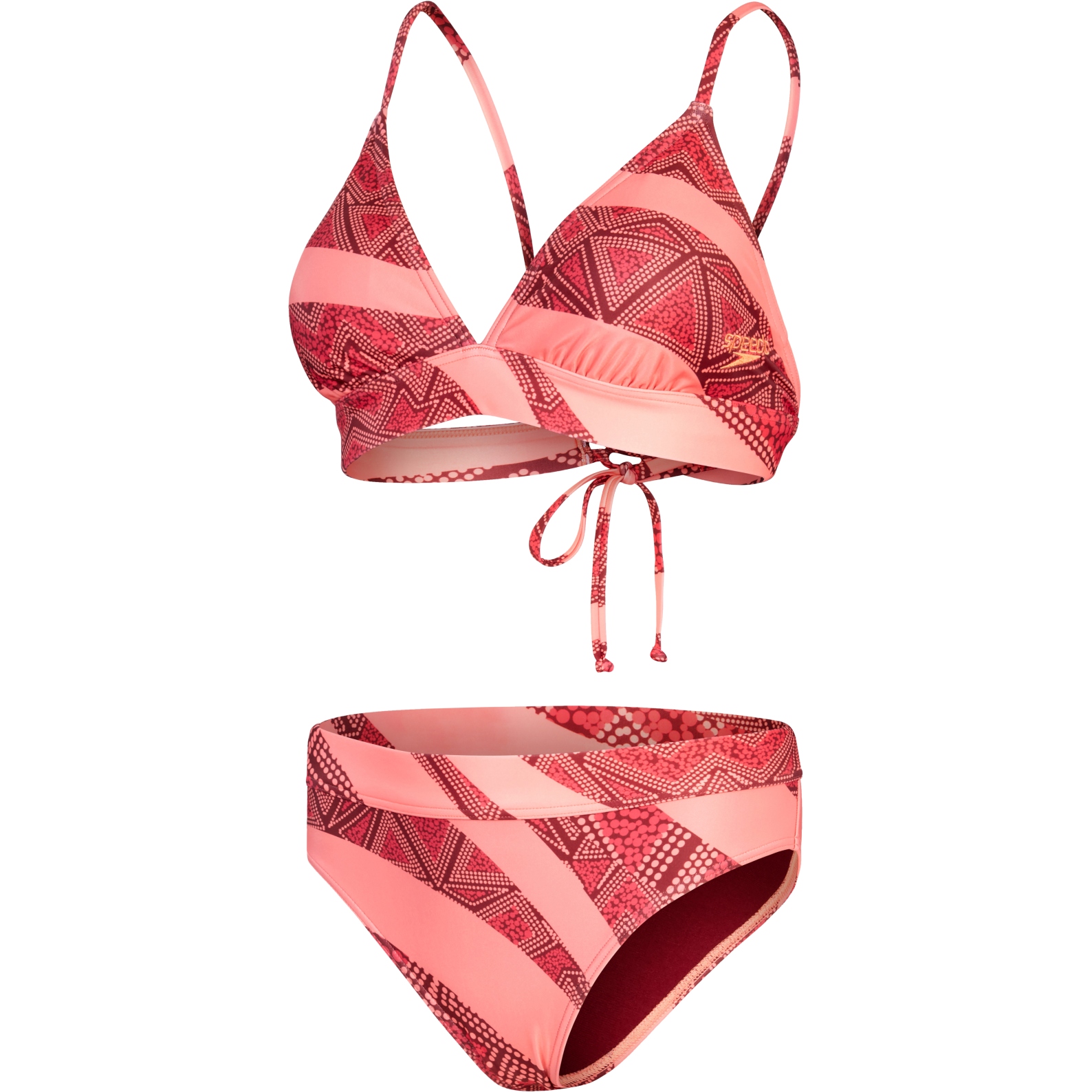 Productfoto van Speedo Printed Banded Triangle Bikini Dames - oxblood/soft coral