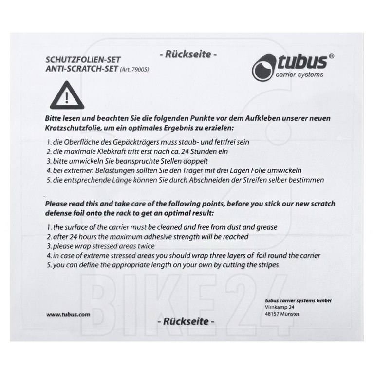 Productfoto van Tubus Protection foil-set