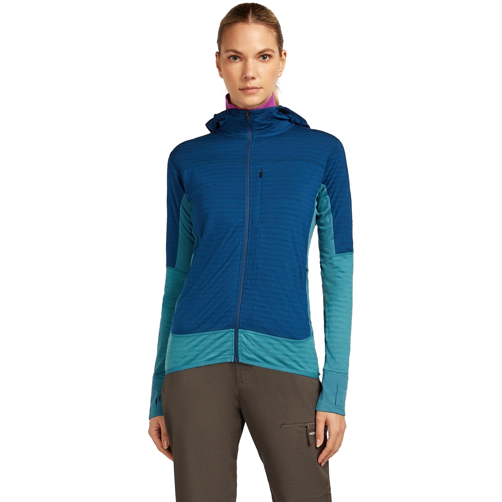 Produktbild von Icebreaker Merino 300 RealFleece™ Descender Zip-Hoodie Damen - Topaz/Atlantis