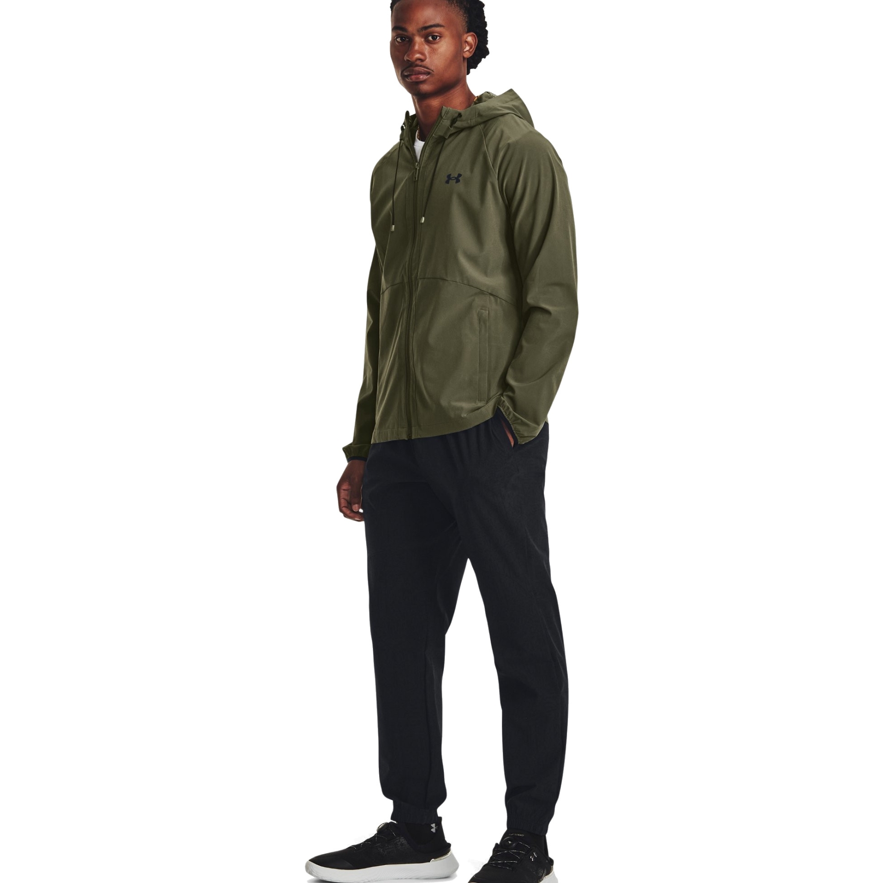 Under Armour Veste Coupe-Vent Homme - UA Stretch Woven - Marine Od  Green/Black