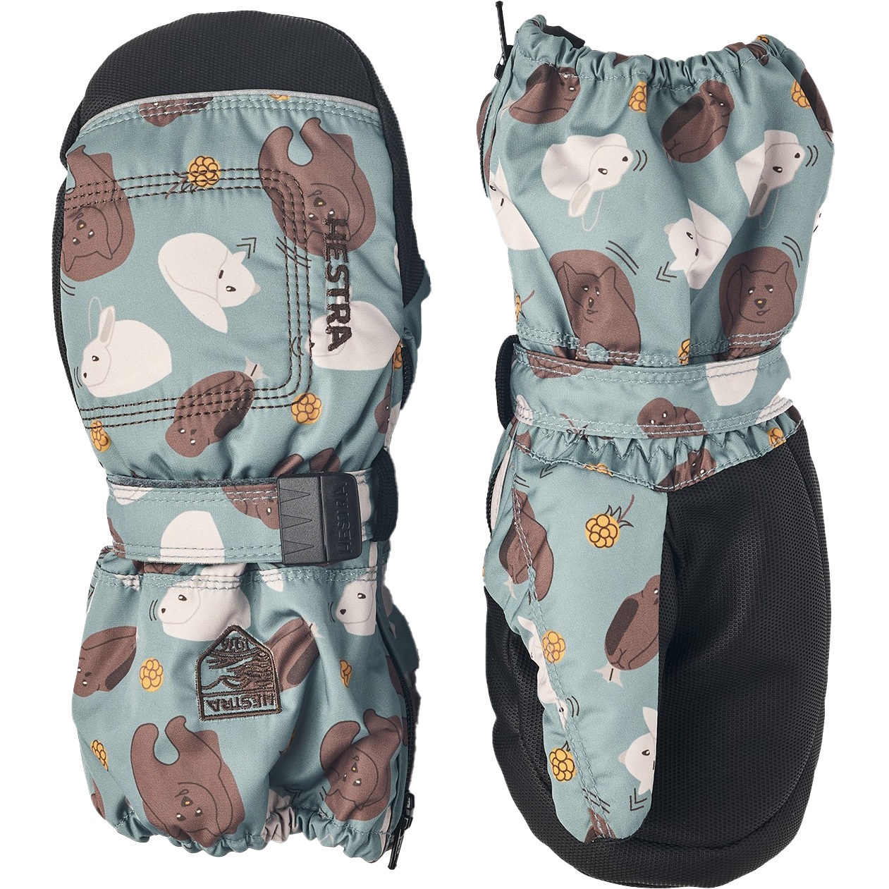 Picture of Hestra Baby Zip Long - Mittens - sea blue print
