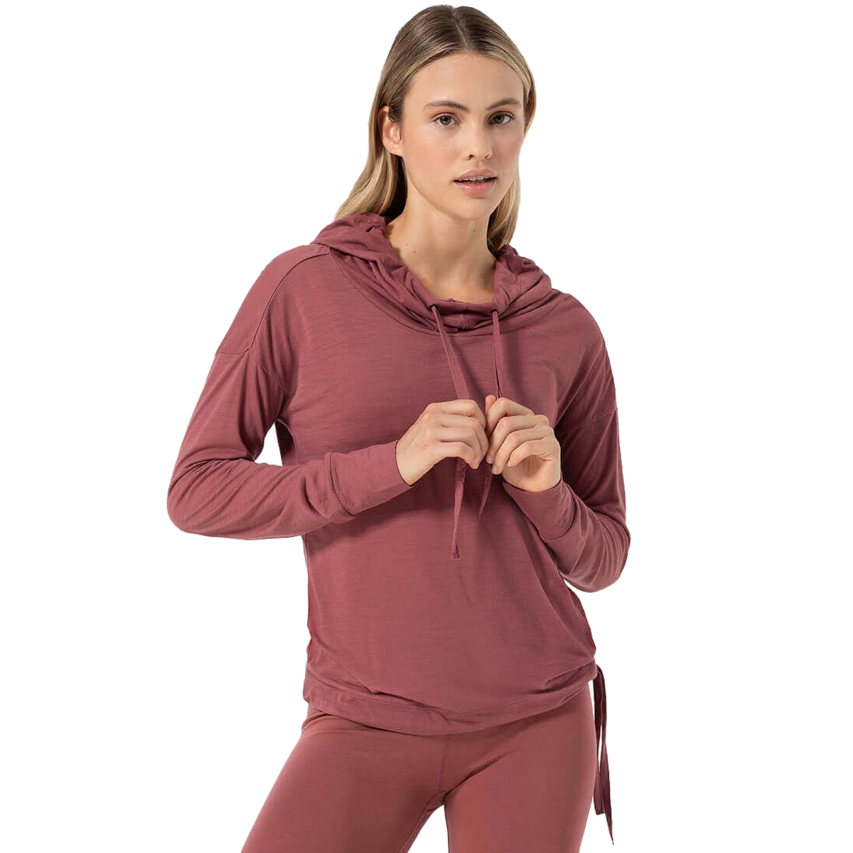 Produktbild von SUPER.NATURAL Funnel Kapuzen-Langarmshirt Damen - Roan Rouge