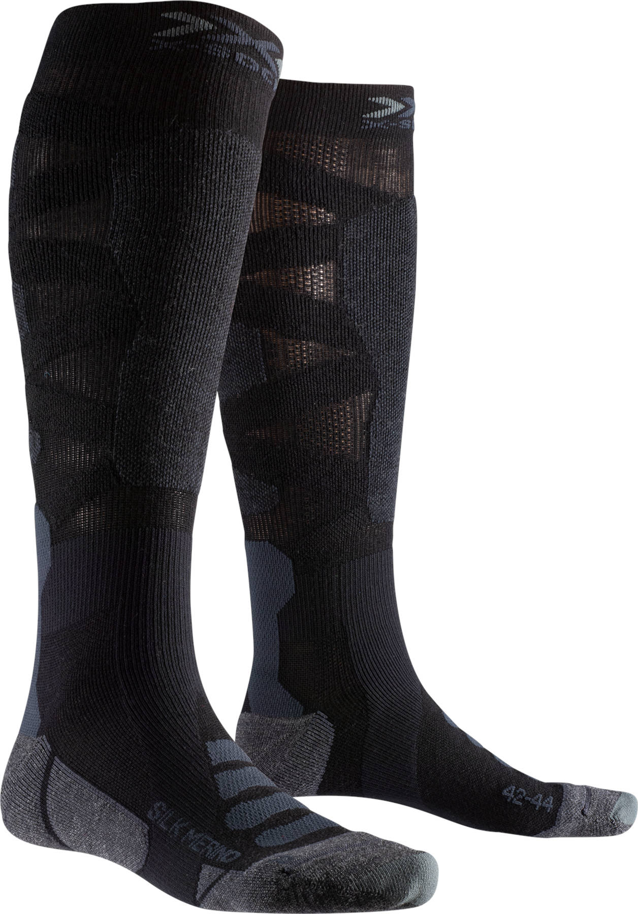 Productfoto van X-Socks Ski Silk Merino 4.0 Sokken - black/black/dark grey melange