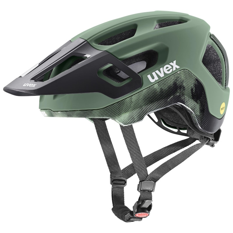Produktbild von Uvex react MIPS Helm - moosgrün-schwarz matt
