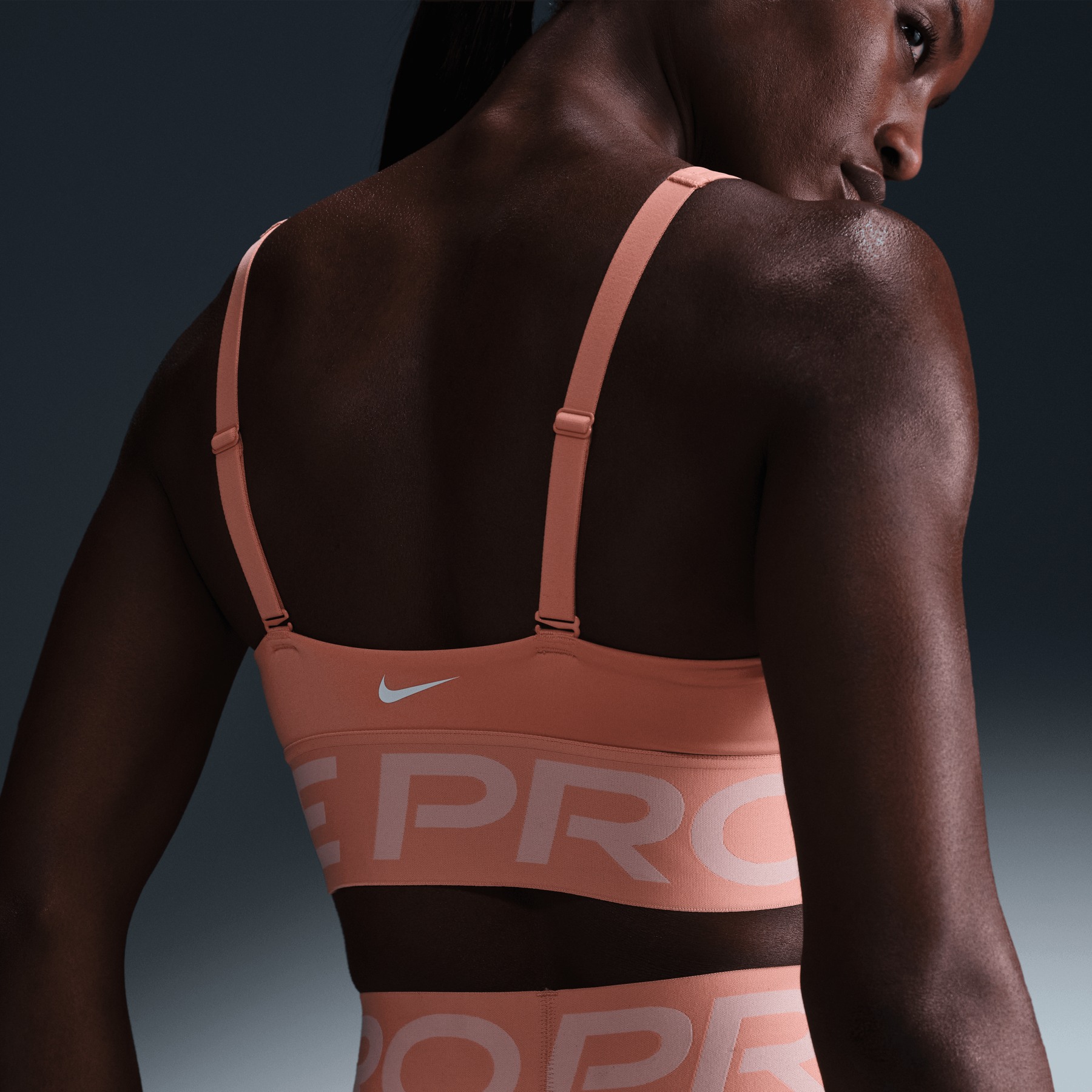 orange nike pro sports bra