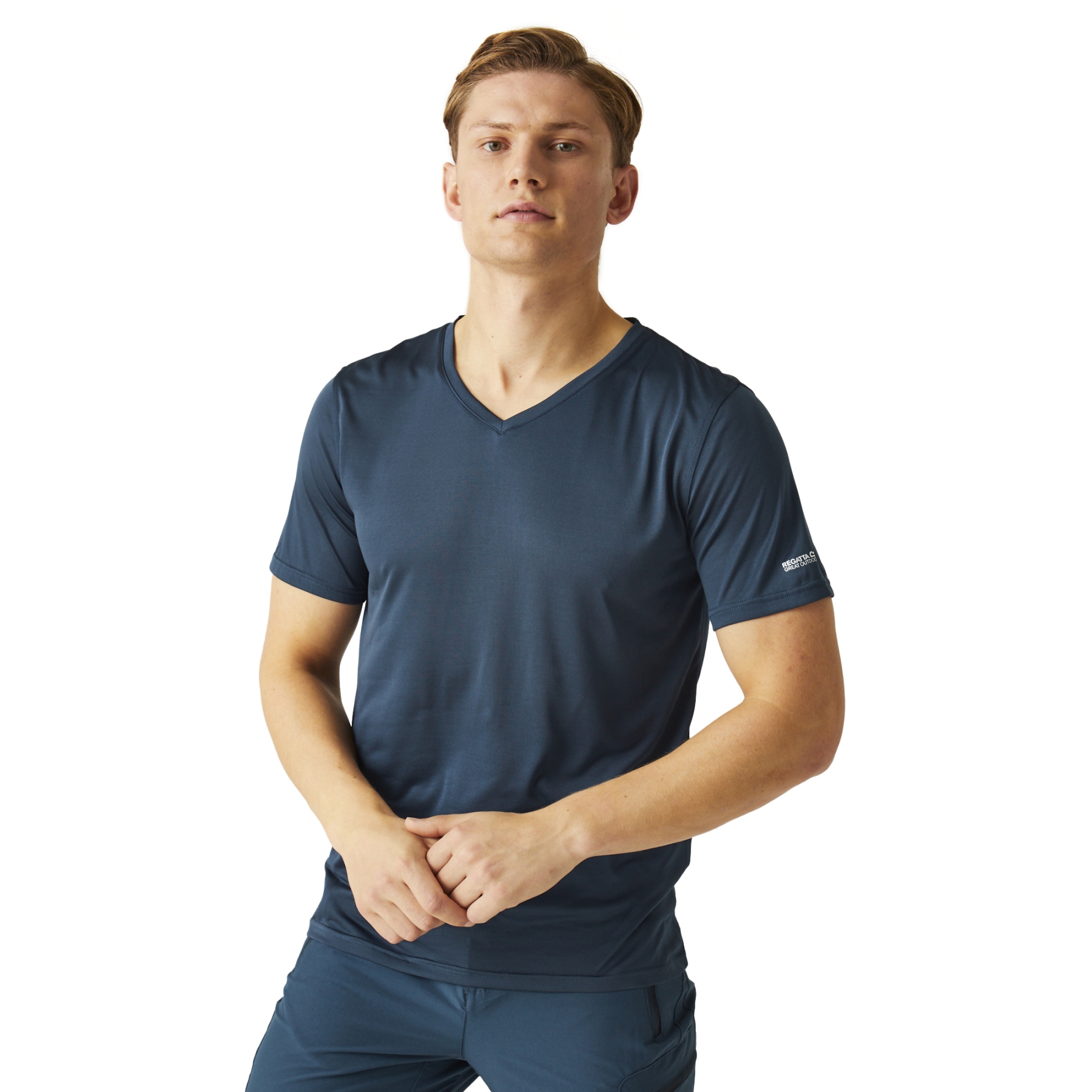 Мужская футболка Regatta Fingal с V-образным вырезом - Moonlight Denim ZV7