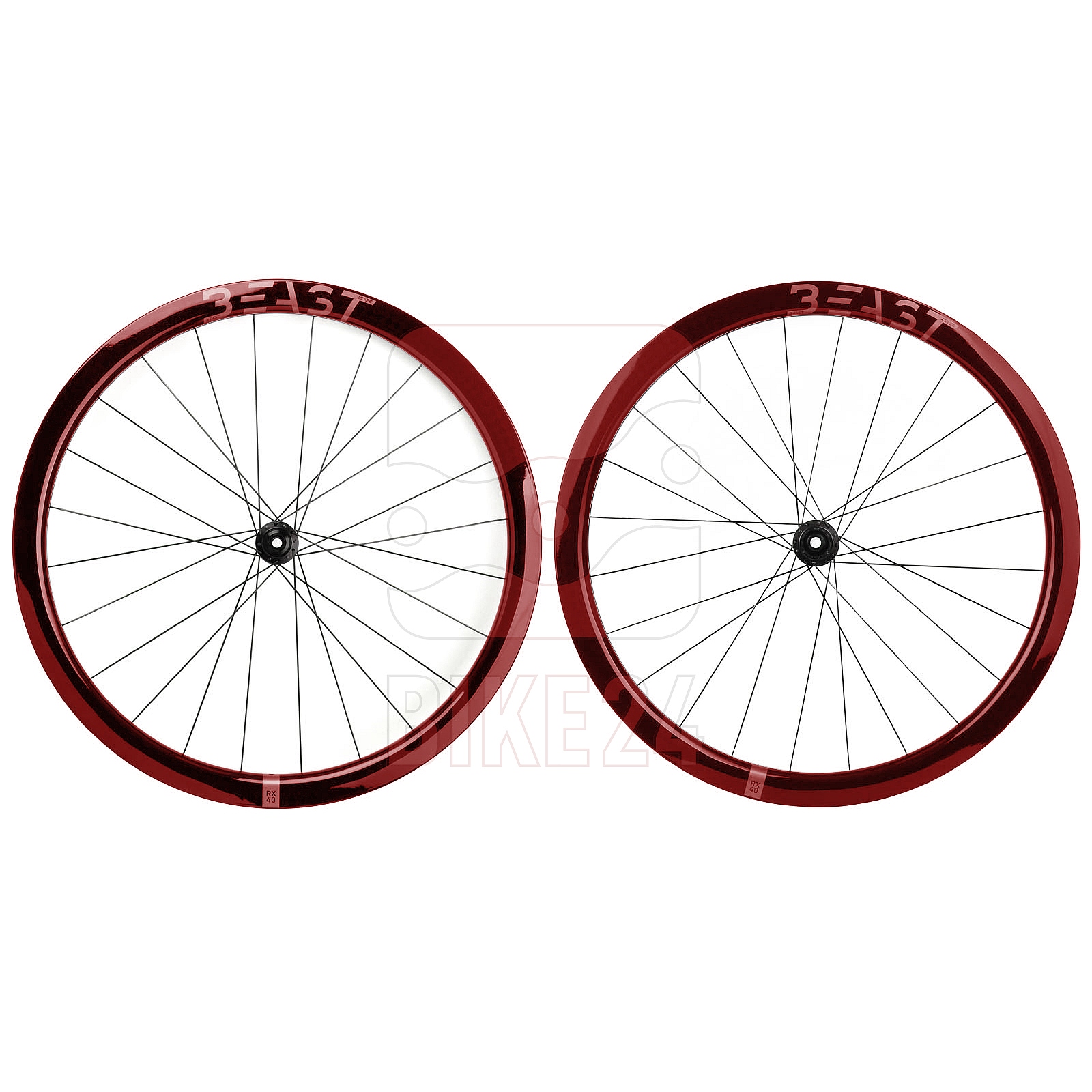 Image of Beast Components | DT Swiss - RX40 | 240 - Wheelset - 28" | Carbon | Clincher | Centerlock - 12x100mm | 12x142mm - HG-EV | UD red