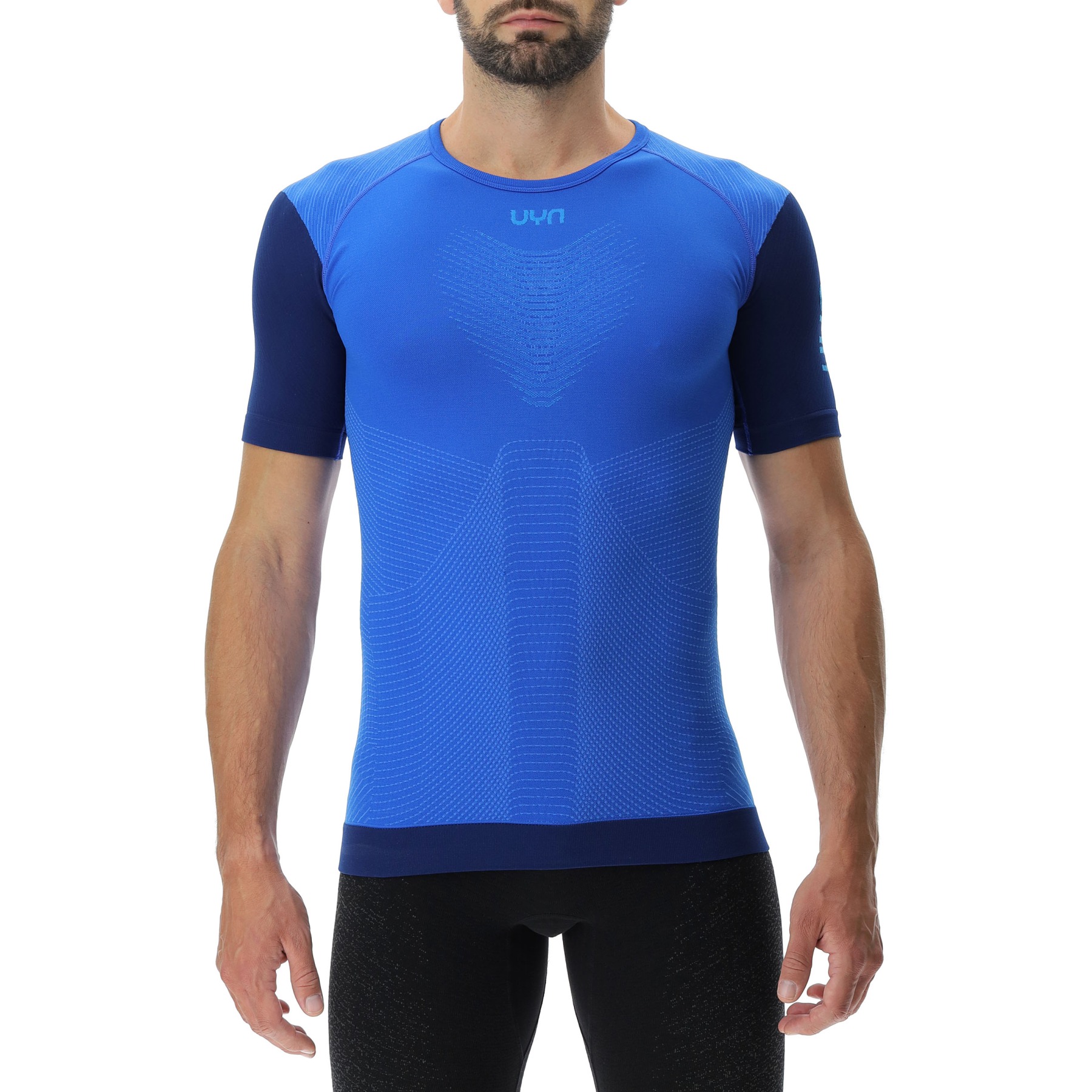 Image of UYN Running PB42 Short Sleeve Shirt - Strong Blue/Peacot