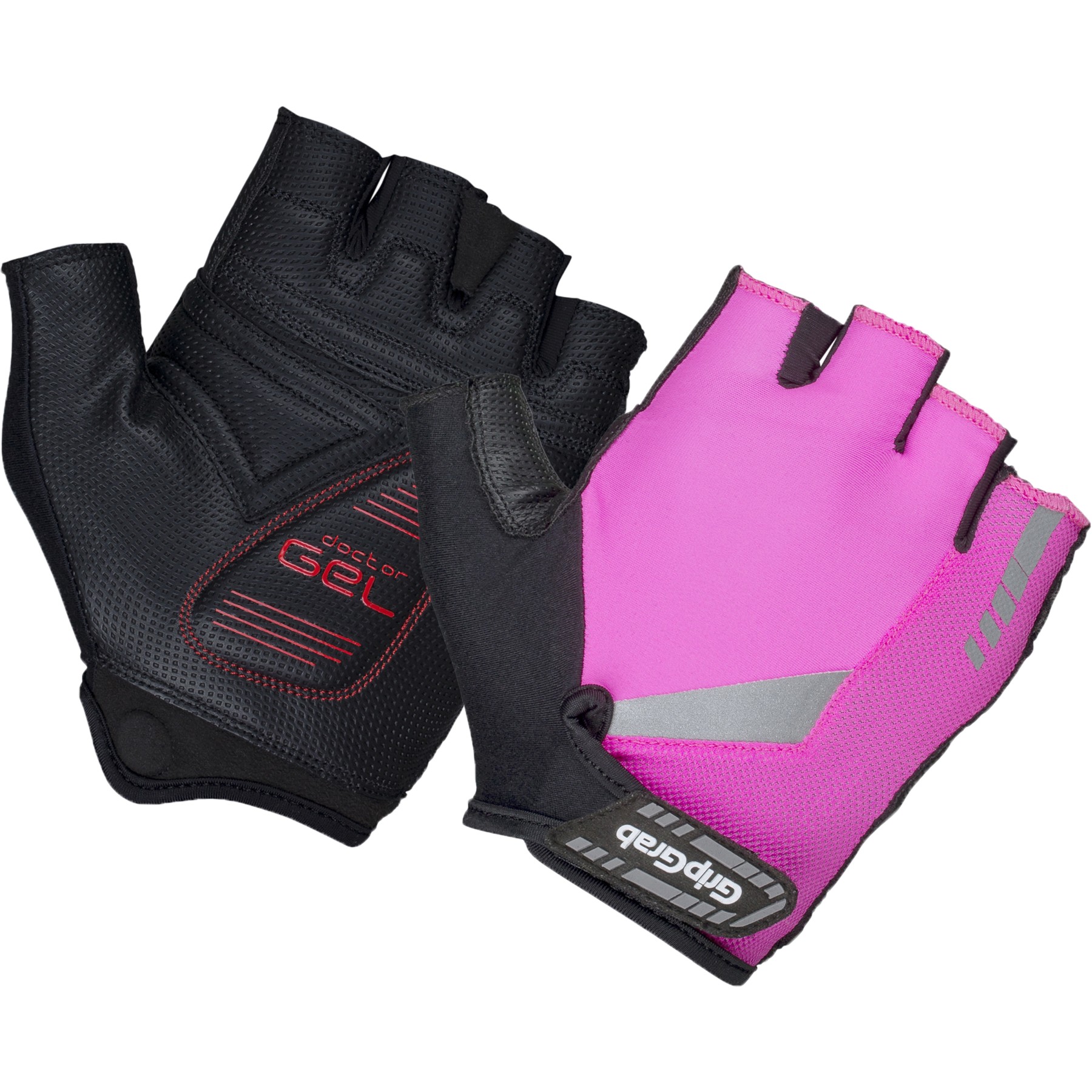 Image of GripGrab ProGel Hi-Vis Padded Short Finger Gloves - Pink Hi-Vis