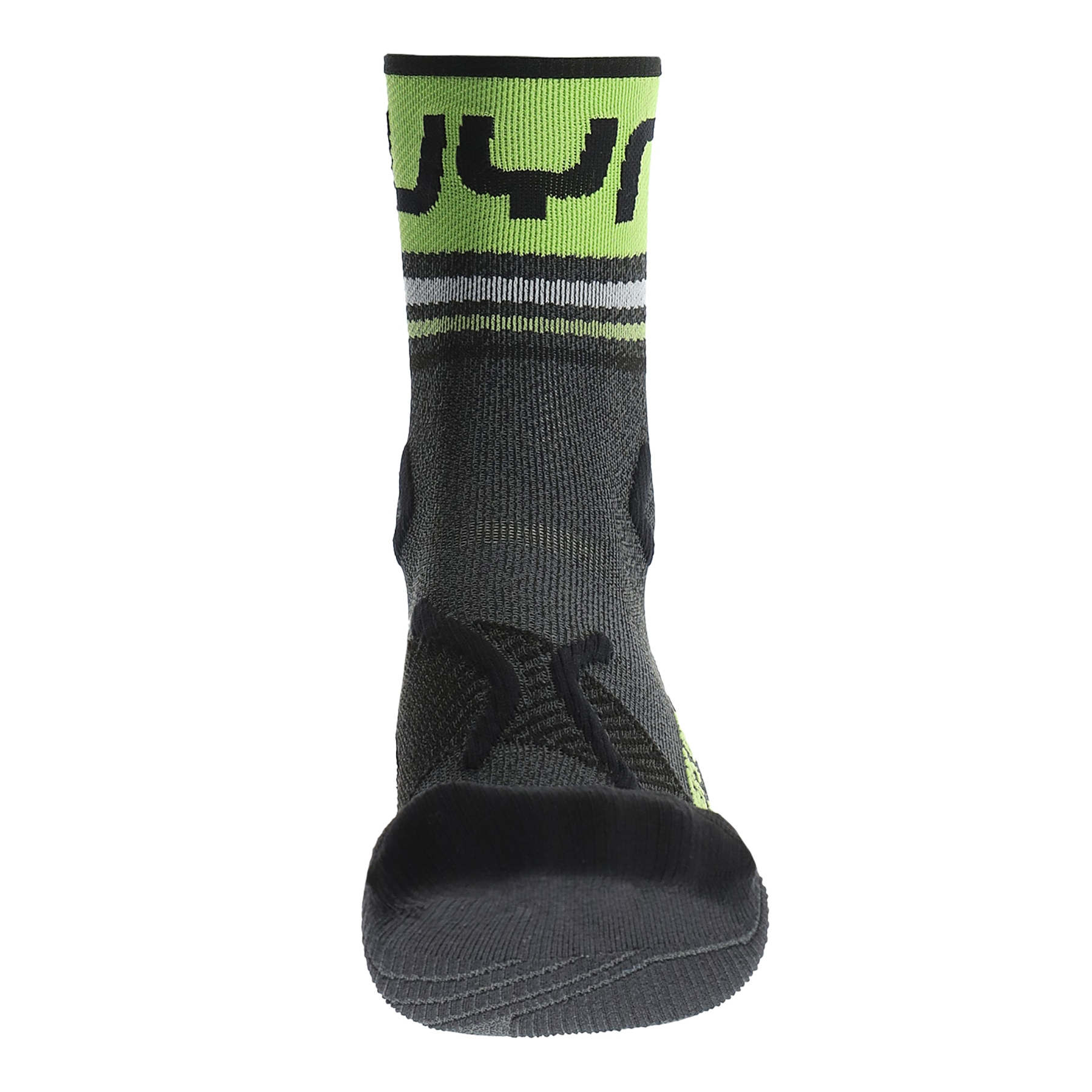 UYN Runner's One Short Cut Socks Men - Grey Melange/Lime Green