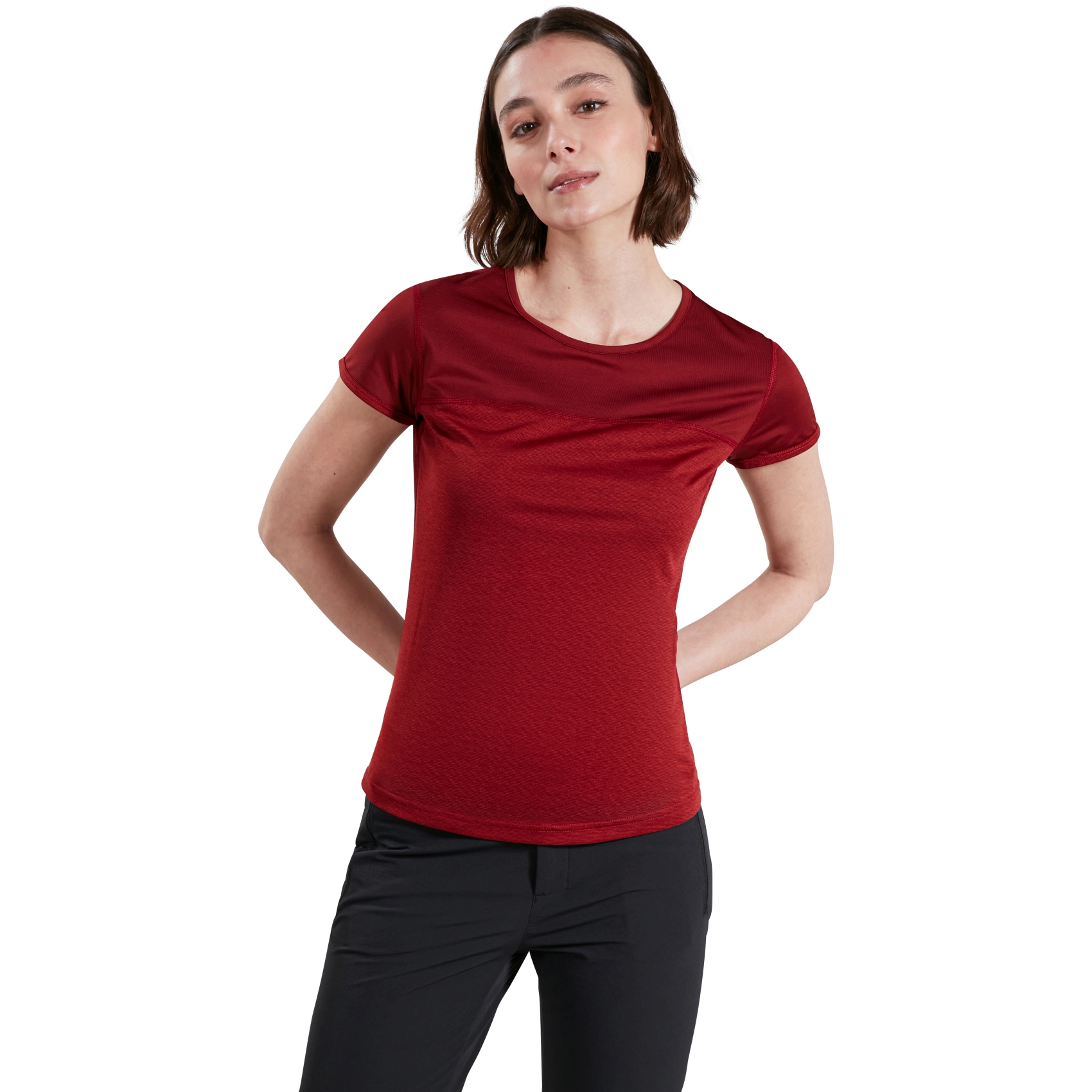 Picture of Berghaus Women&#039;s Voyager Basecrew Tech Tee - Syrah/Red Dahlia
