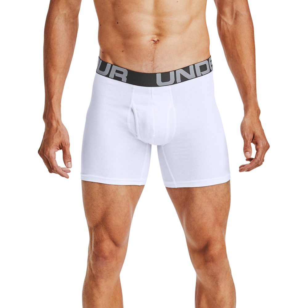 Under Armour Men's Charged Cotton Stretch 6” Boxerjock – 3-Pack White :  : Fashion