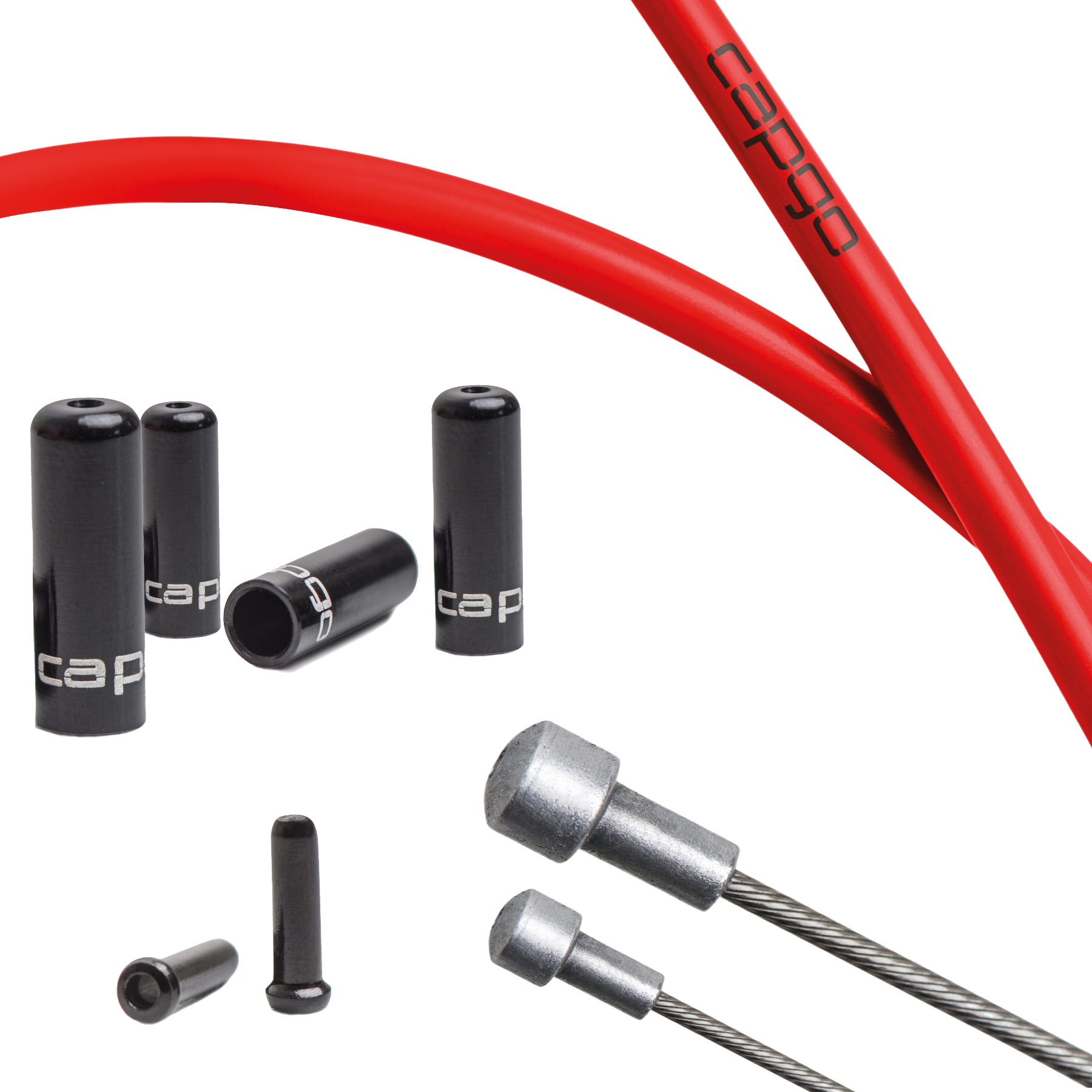 Image of capgo Blue Line Brake Cable Set - Stainless Steel - PTFE - Campagnolo - red