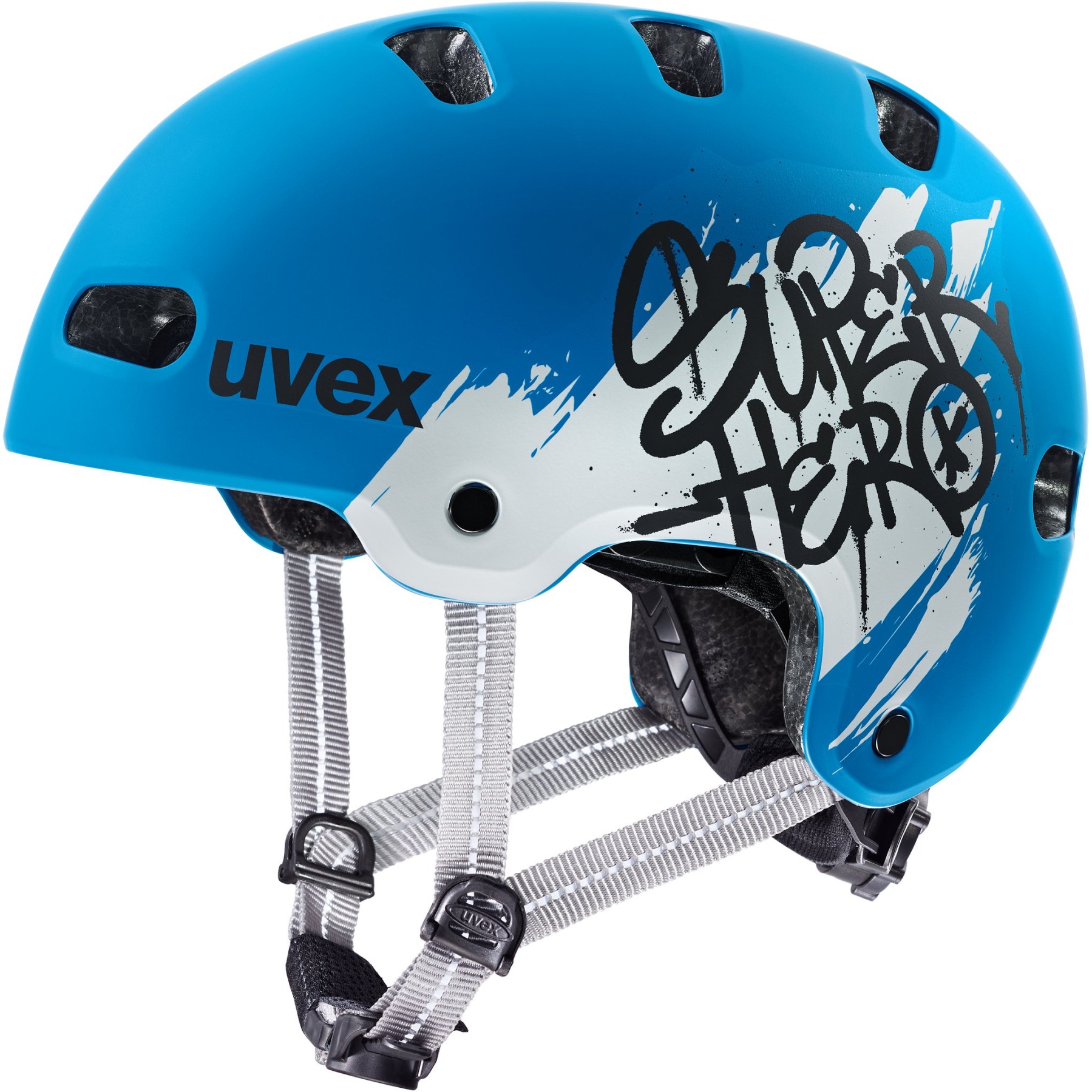 Uvex kid 4 style Fahrradhelm Kinder - super hero blue matt | BIKE24 AT