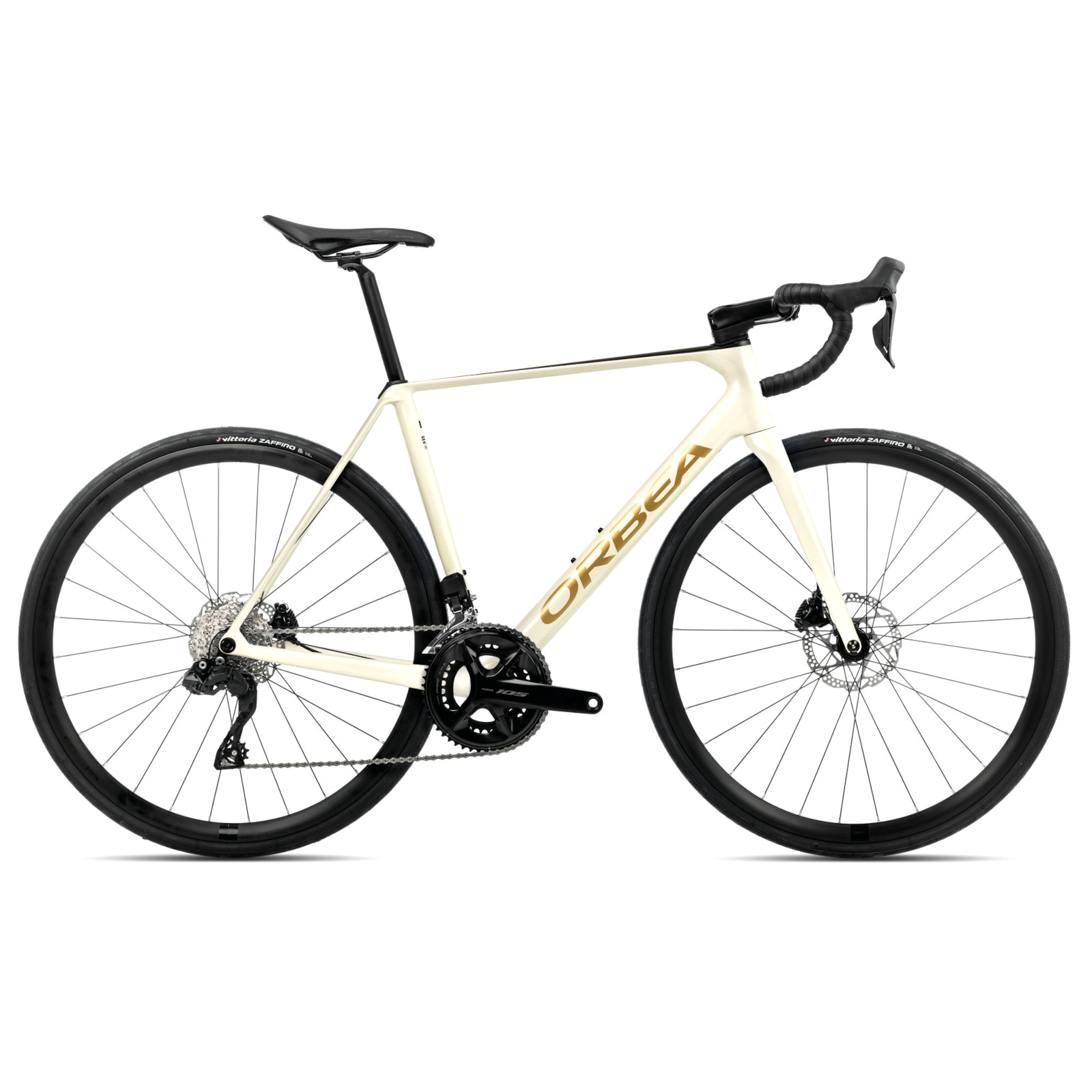 Productfoto van Orbea ORCA M30i - 105 Di2 Carbon Racefiets - 2025 - Ivory White-Burgundy (gloss) - Vulcano (matt)