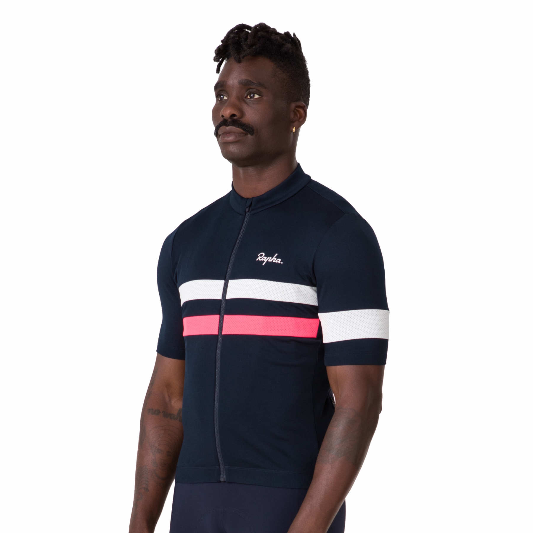 Rapha Brevet Short Sleeve Jersey Men dark navy high vis pink white BIKE24